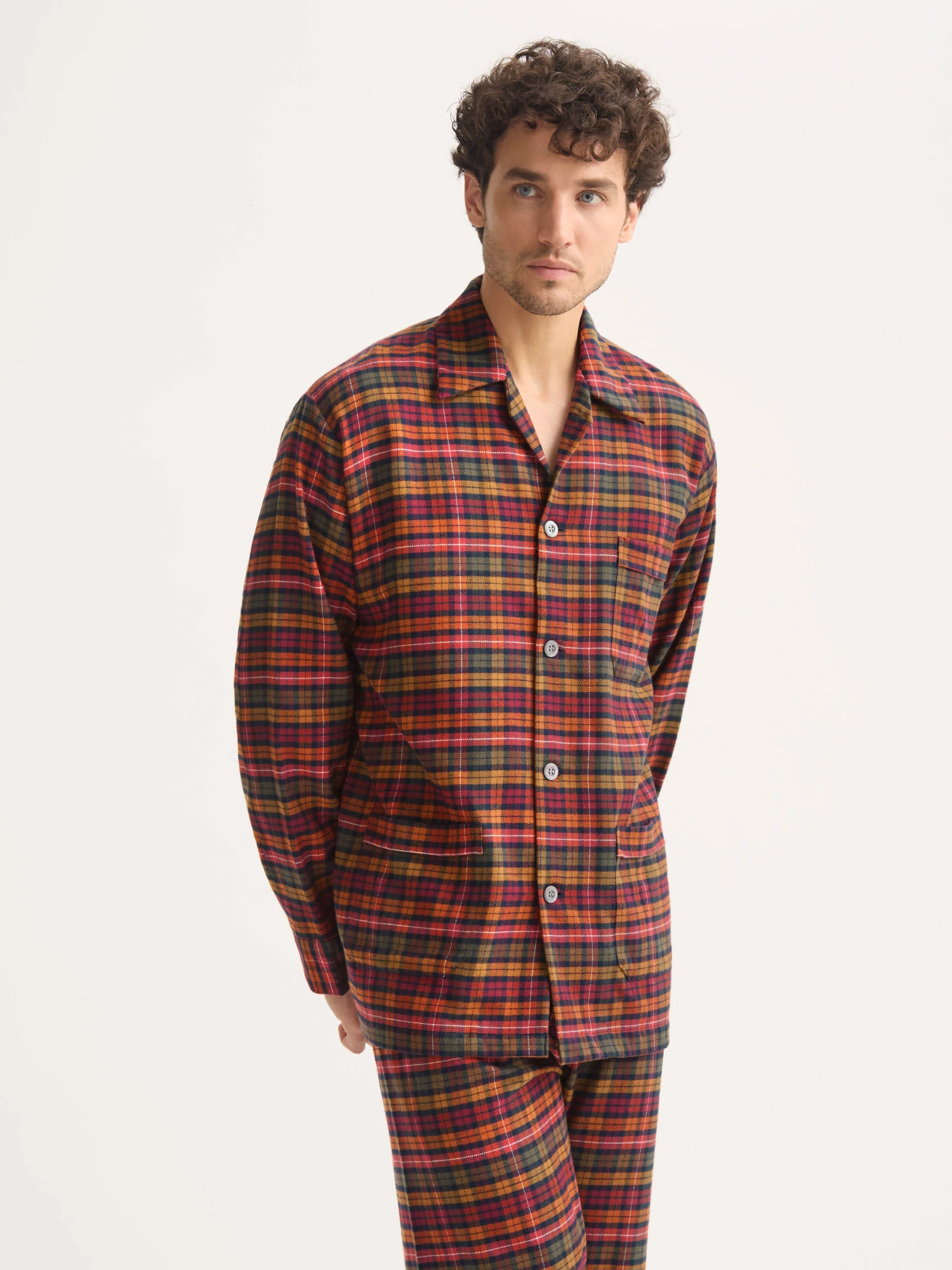 Men's Classic Fit Pyjamas Kelburn Brushed Cotton Multicolour Check - Image 4