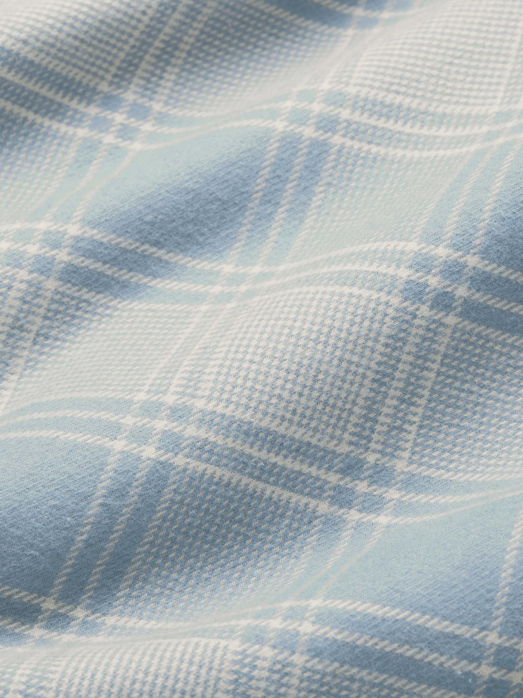 Men's Classic Fit Pyjamas Kelburn Brushed Cotton Storm Blue & Ecru Check - Image 6