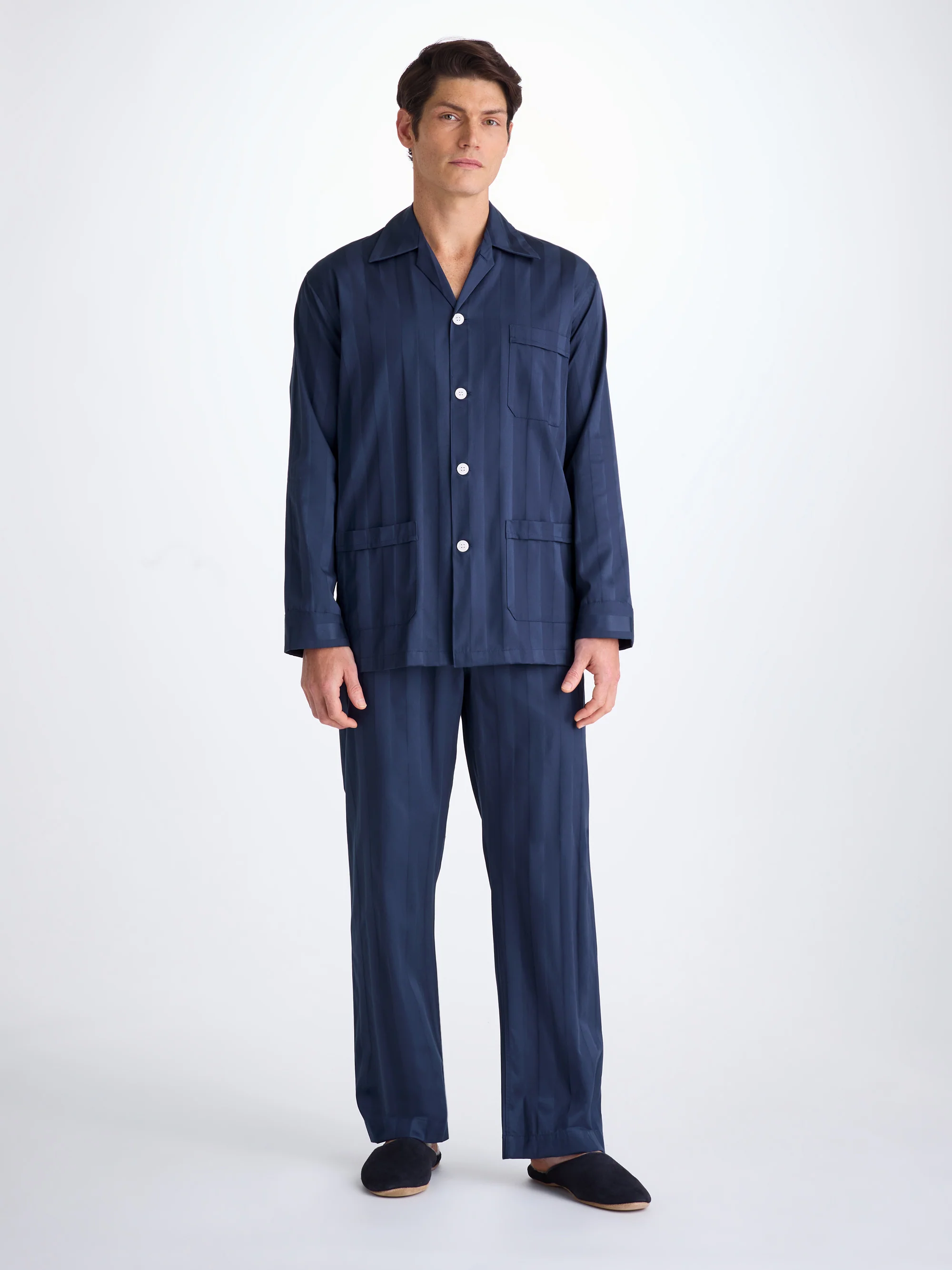 Men's Classic Fit Pyjamas Lingfield Cotton Navy - Image 2