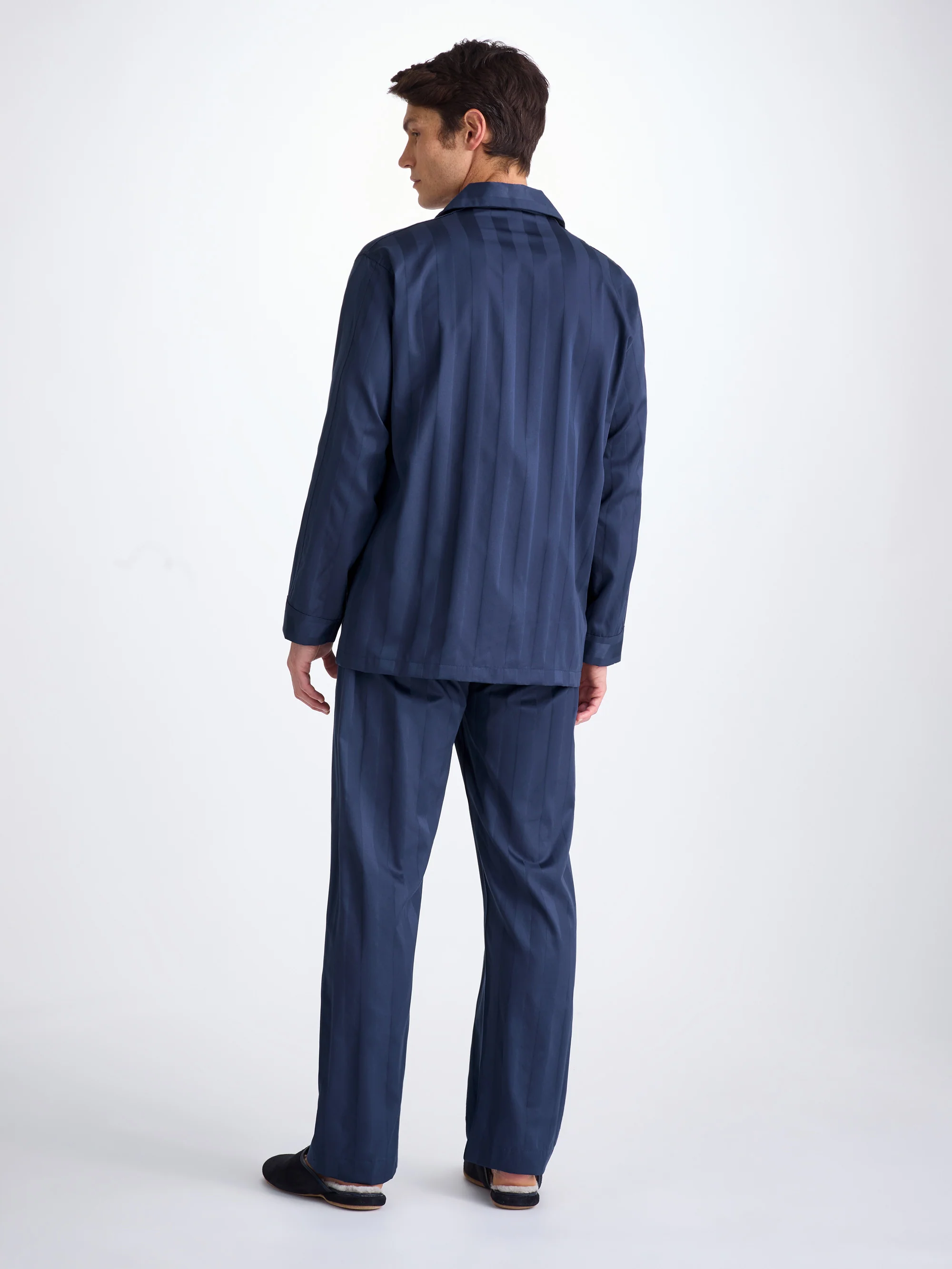 Men's Classic Fit Pyjamas Lingfield Cotton Navy - Image 3