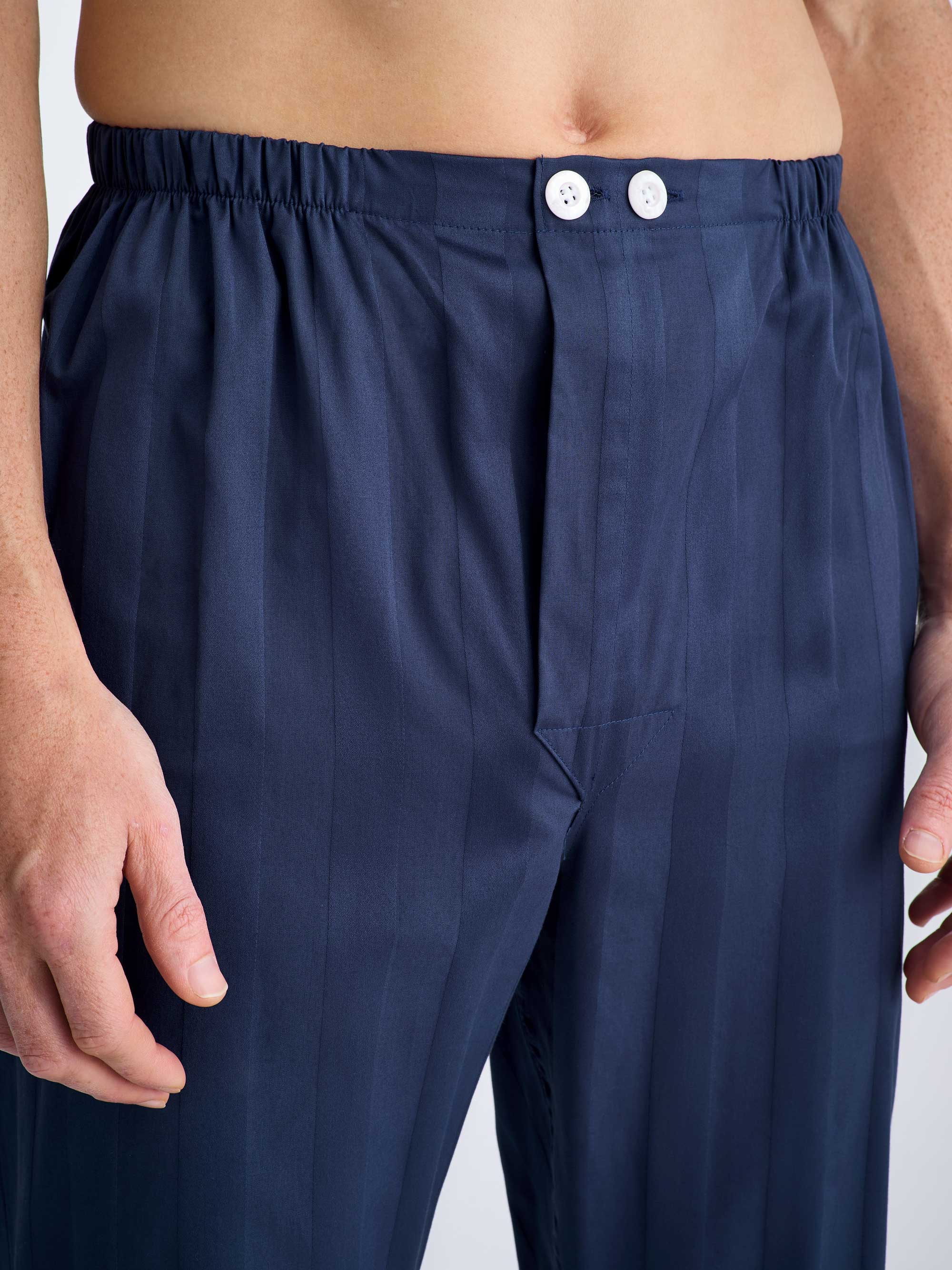 Men's Classic Fit Pyjamas Lingfield Cotton Navy - Image 6