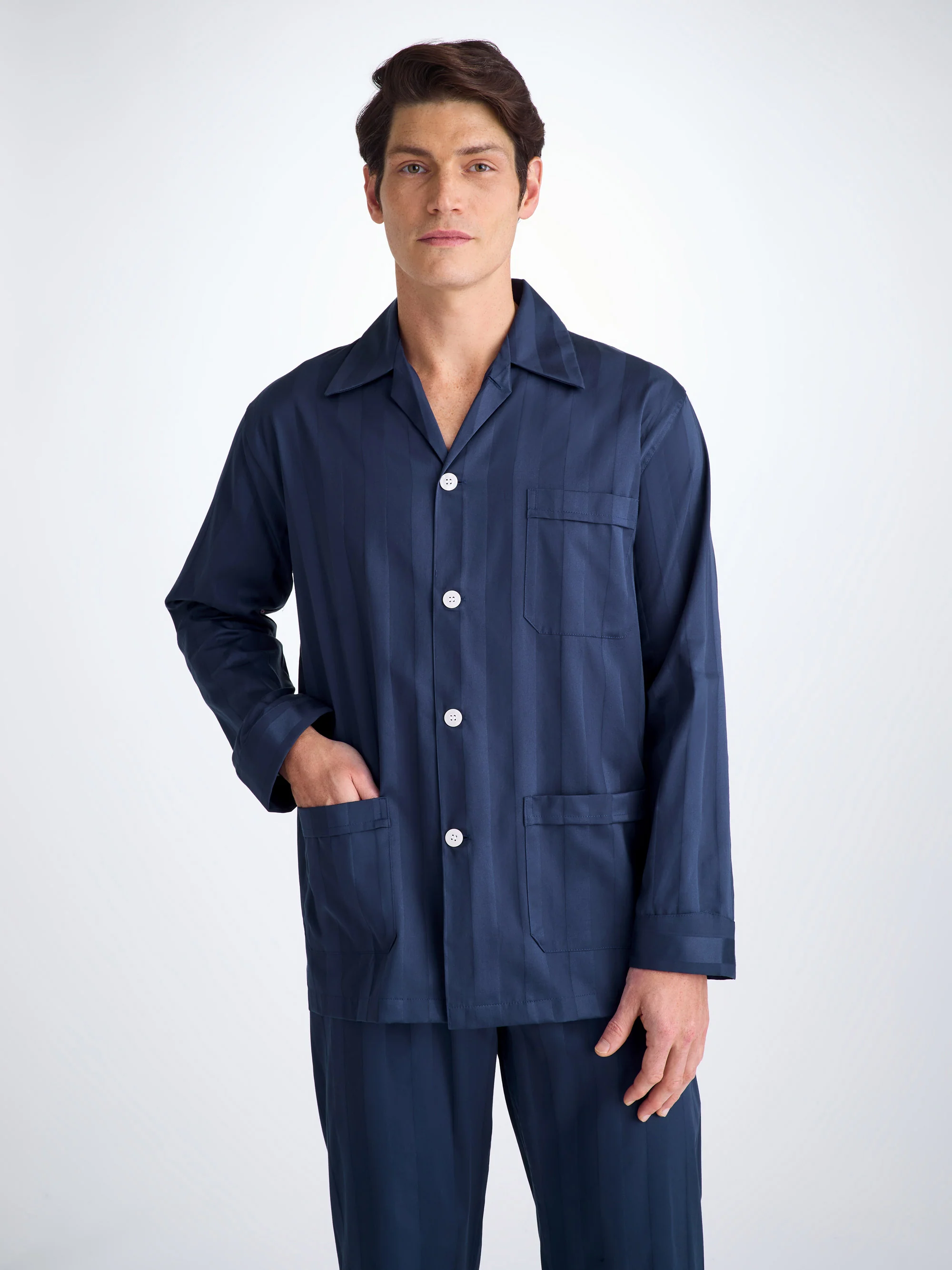Men's Classic Fit Pyjamas Lingfield Cotton Navy - Image 7