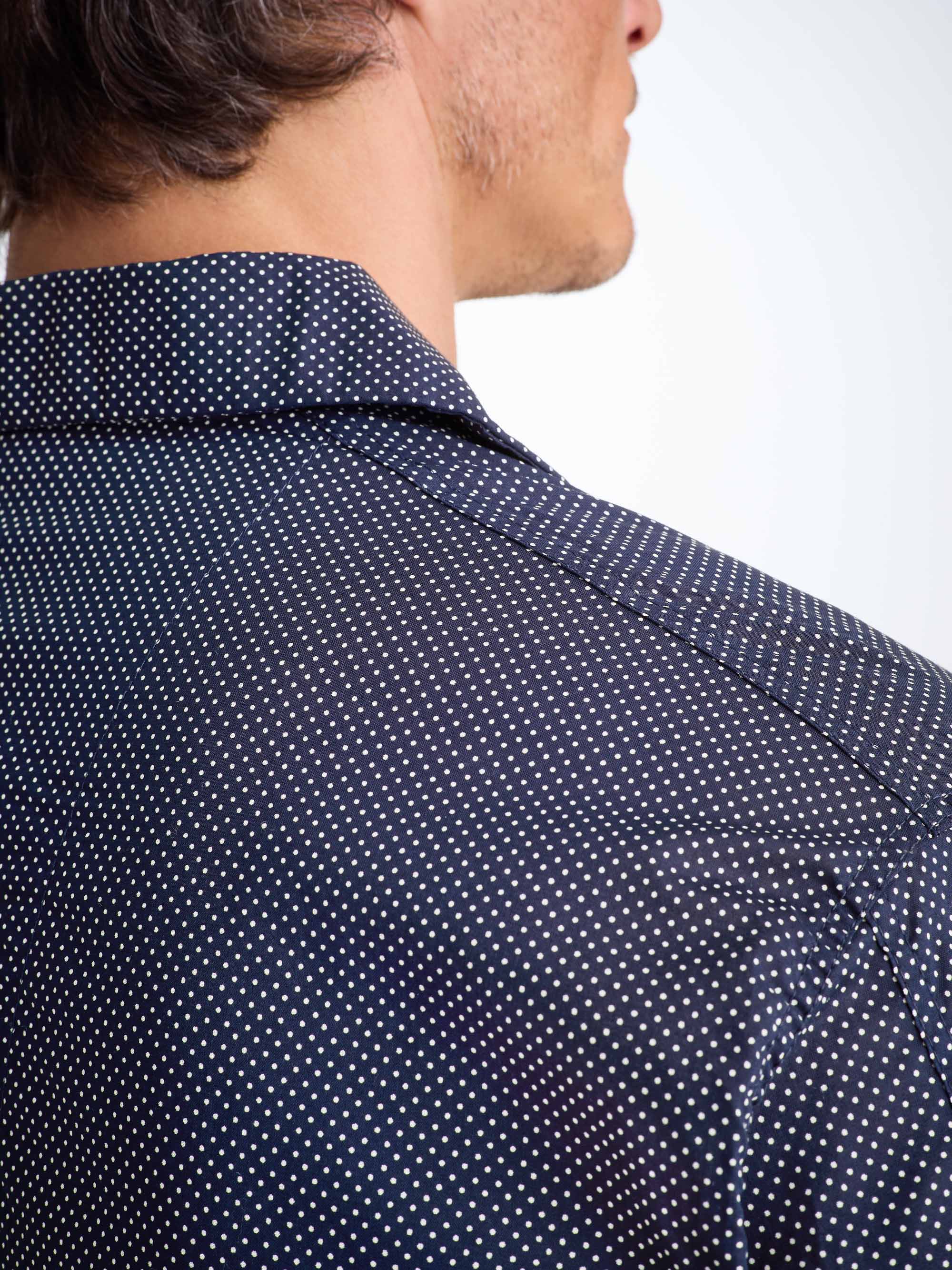 Men's Classic Fit Pyjamas Cotton Batiste Navy Pin Dot Print - Image 5