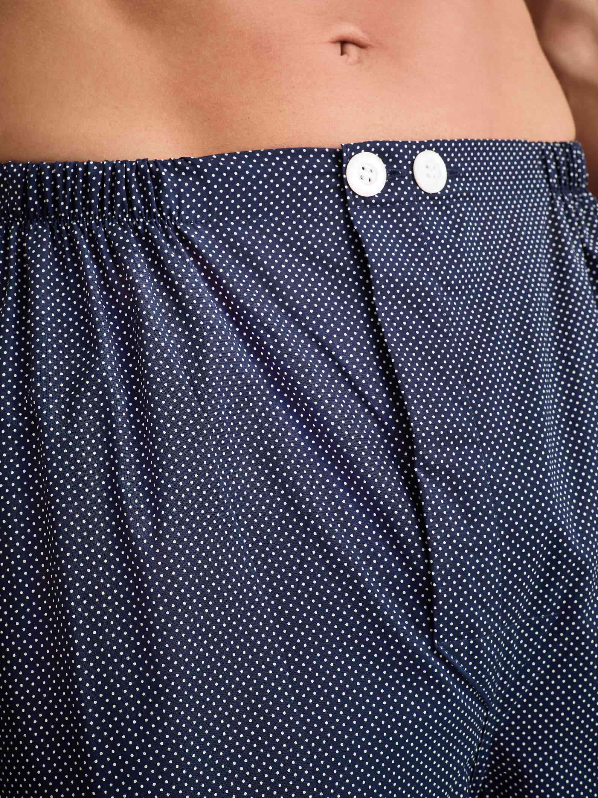 Men's Classic Fit Pyjamas Cotton Batiste Navy Pin Dot Print - Image 6