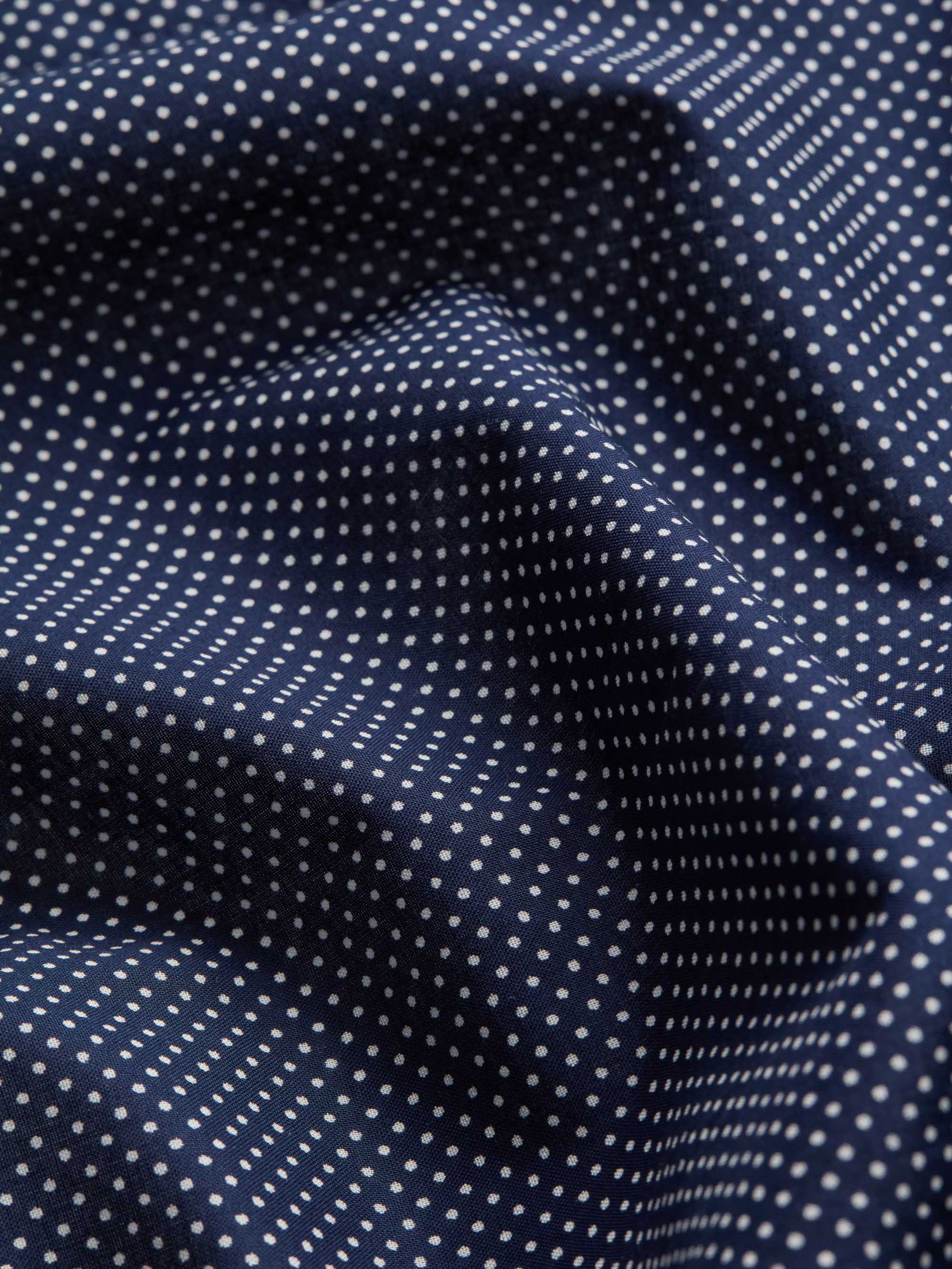 Men's Classic Fit Pyjamas Cotton Batiste Navy Pin Dot Print - Image 8