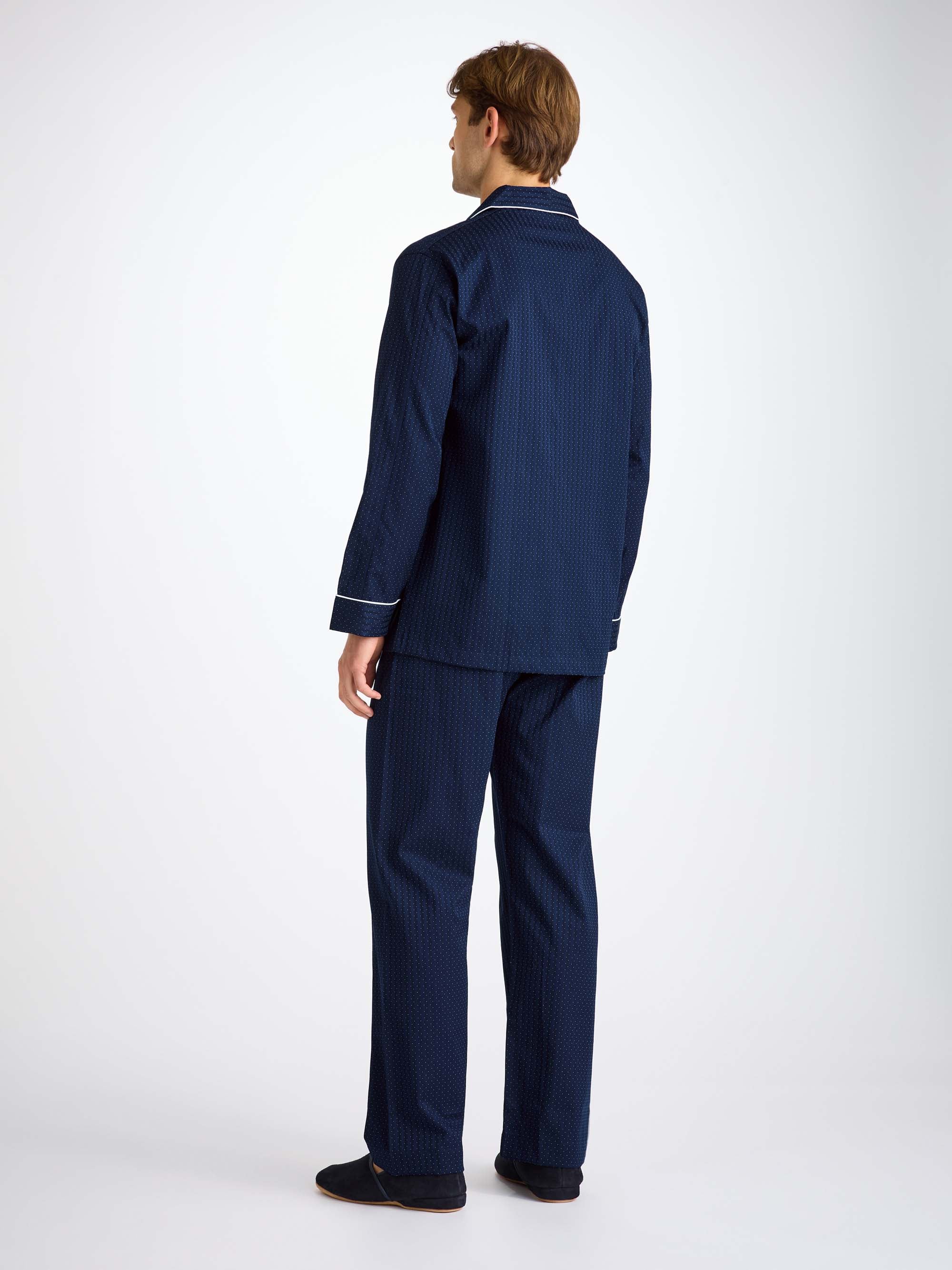 Men's Classic Fit Pyjamas Royal 40 Cotton Navy - Image 3