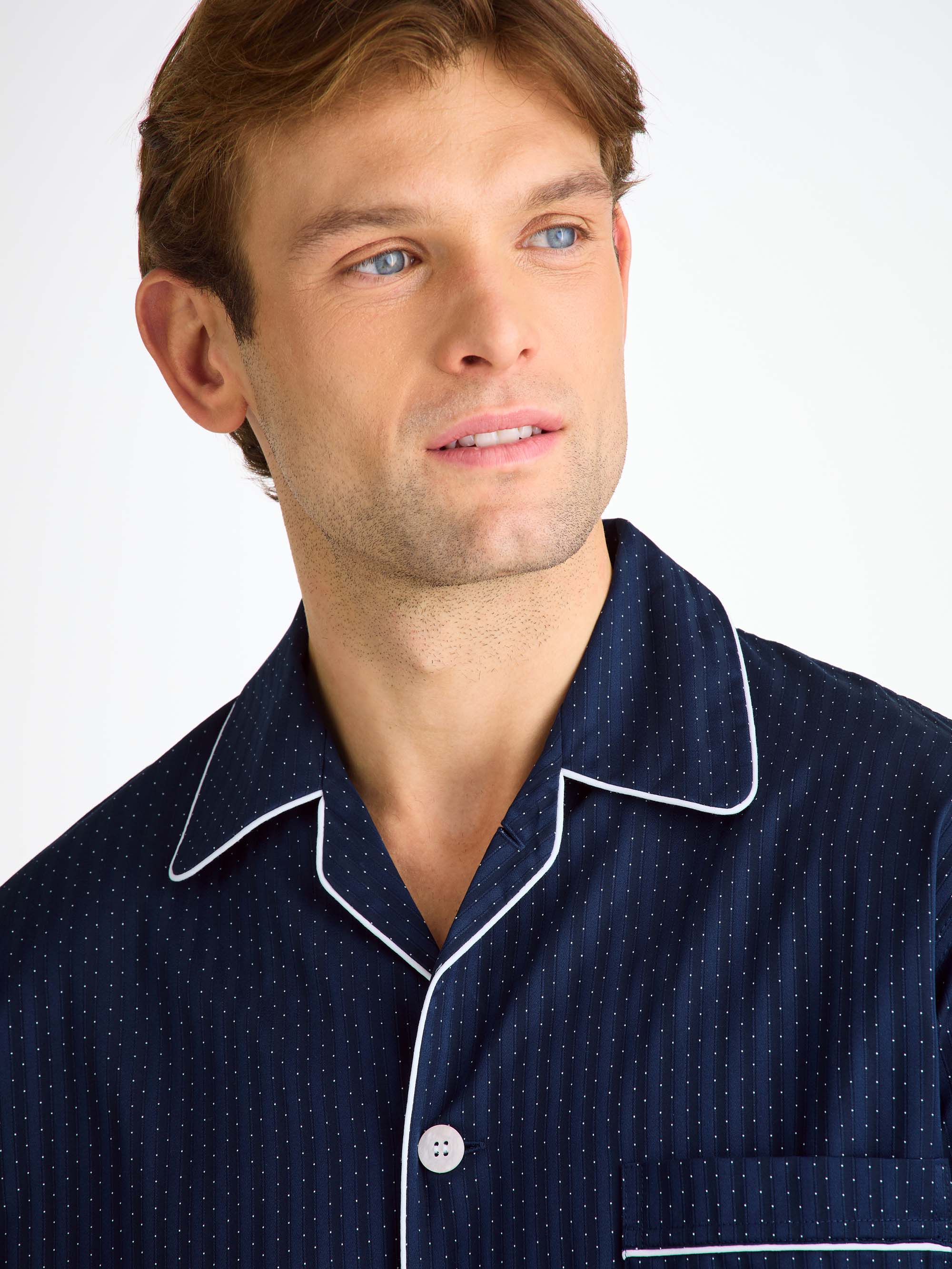 Men's Classic Fit Pyjamas Royal 40 Cotton Navy - Image 7