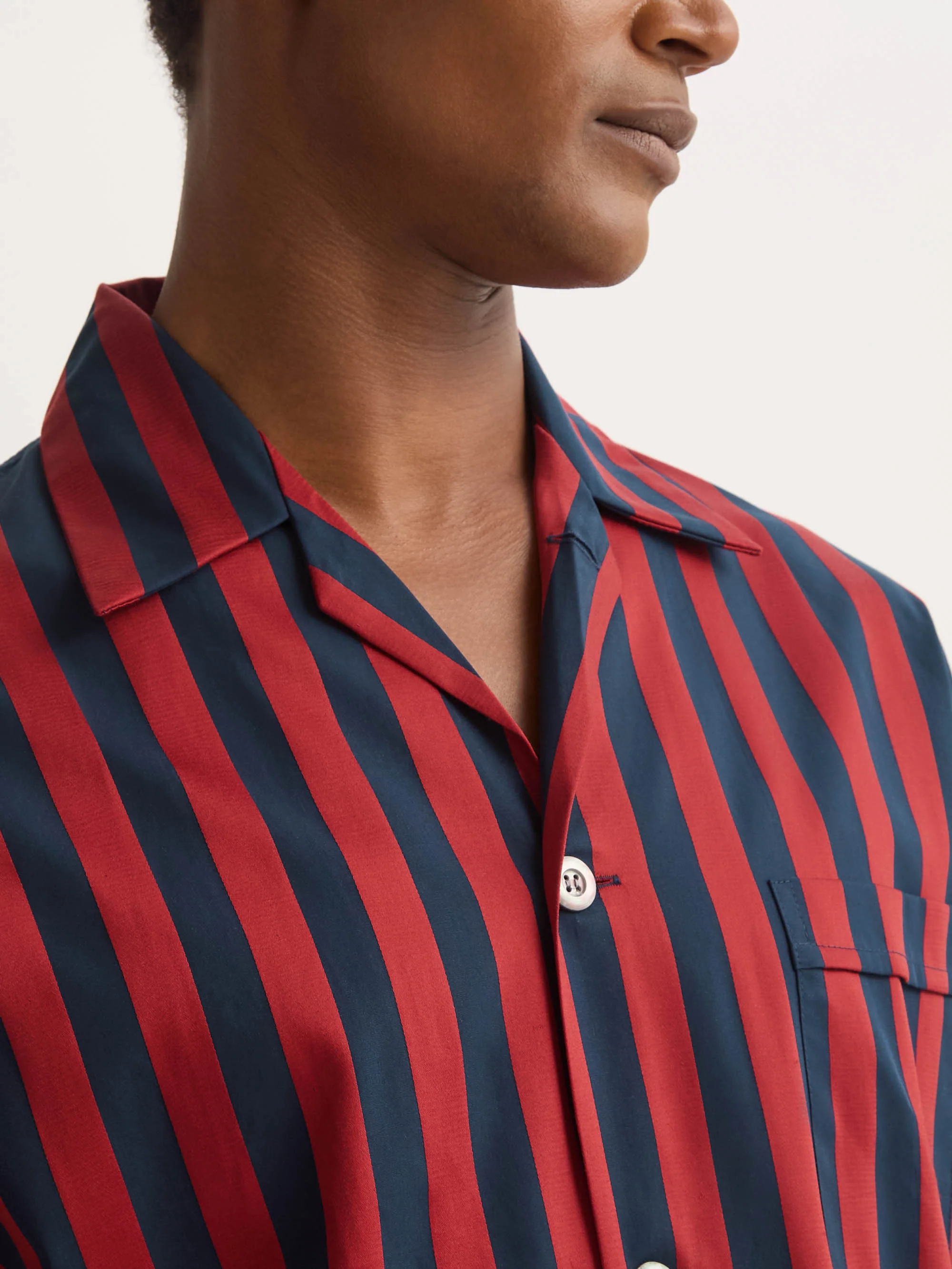 Men's Classic Fit Pyjamas Royal Cotton Navy Blue & Red Stripe - Image 5