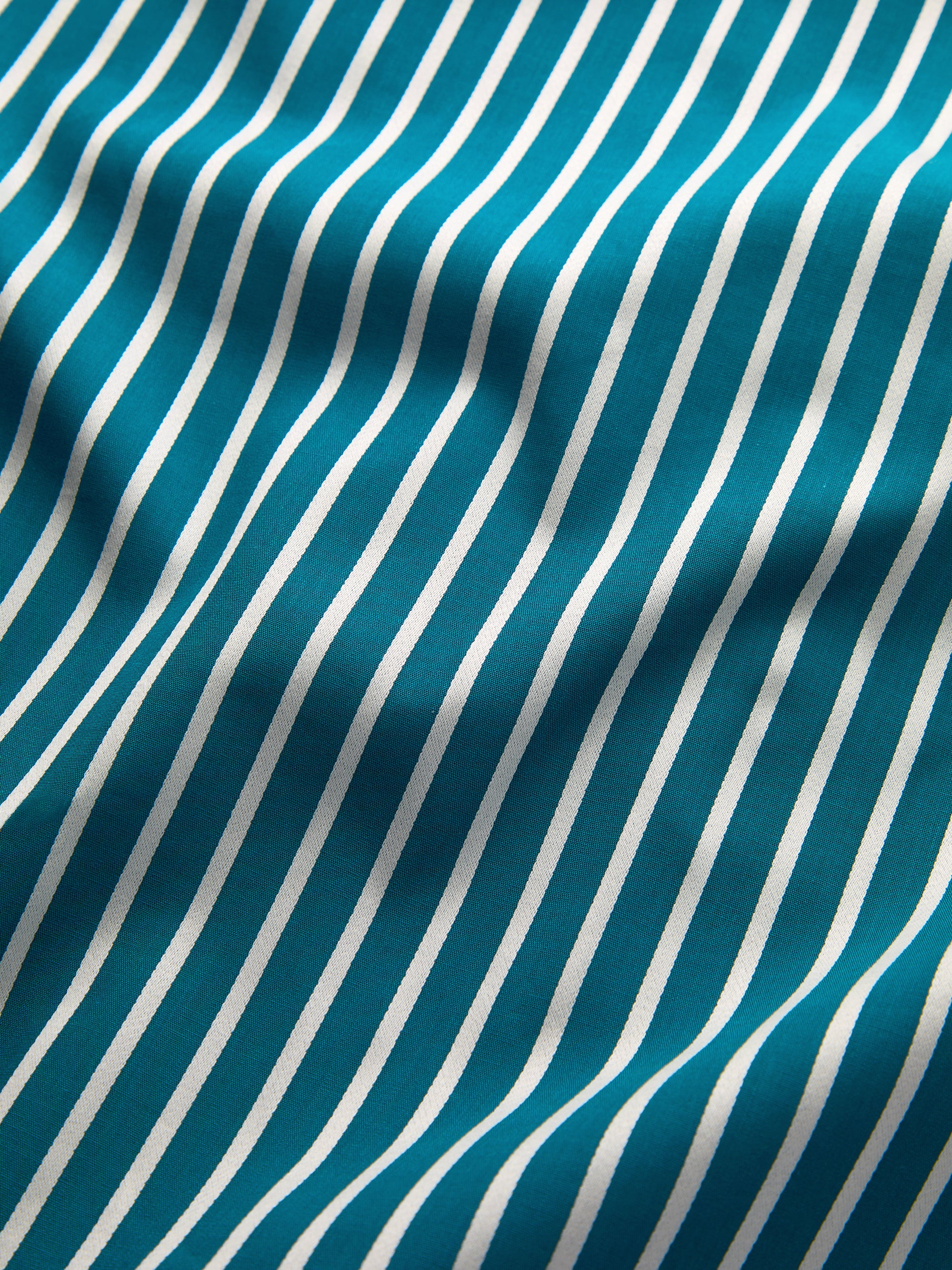 Men's Classic Fit Pyjamas Royal Cotton Teal & White Stripe - Image 6