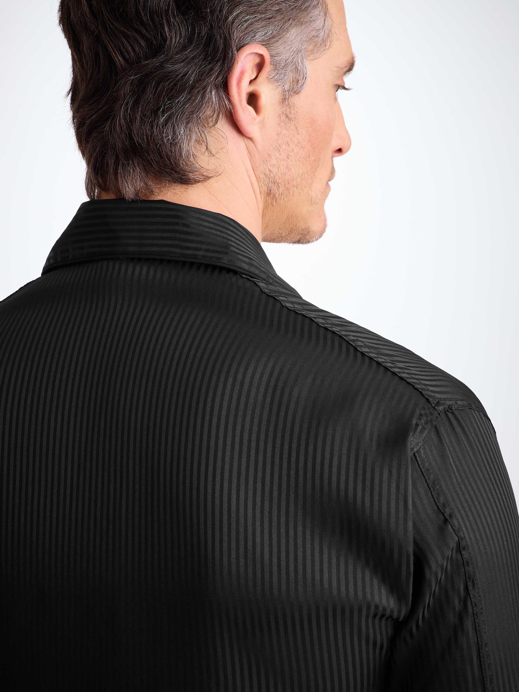 Men's Classic Fit Pyjamas Woburn 8 Silk Satin Black - Image 5