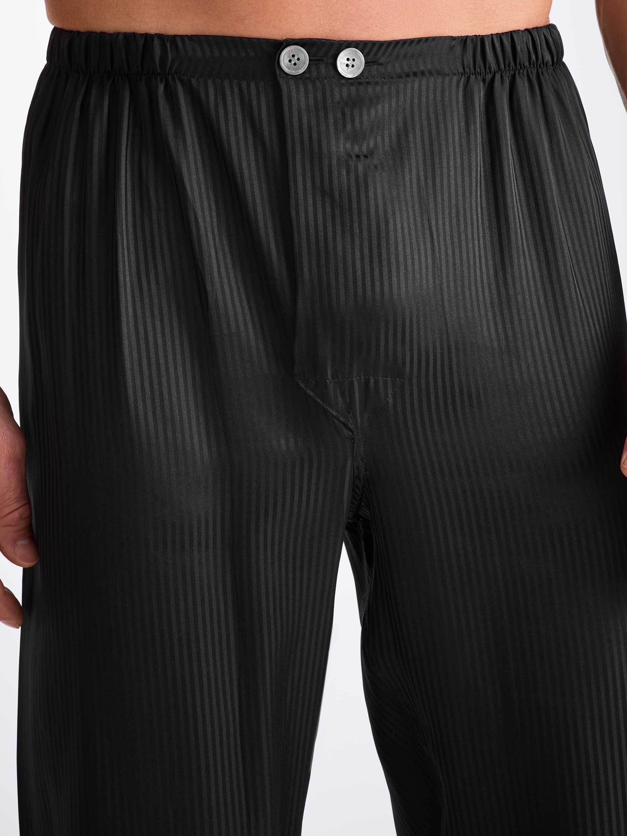 Men's Classic Fit Pyjamas Woburn 8 Silk Satin Black - Image 6
