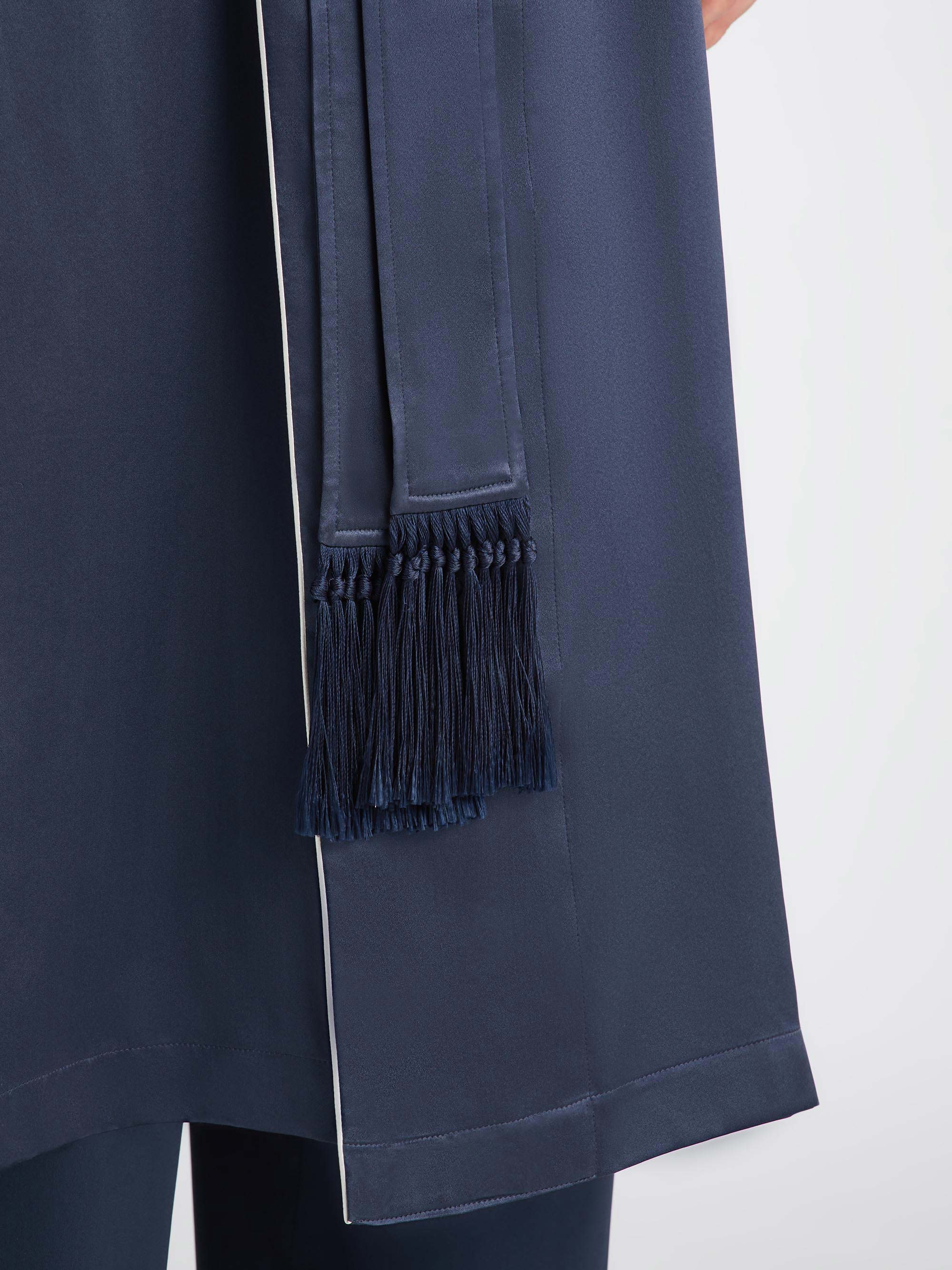 Men's Dressing Gown Bailey Silk Satin Navy - Image 7