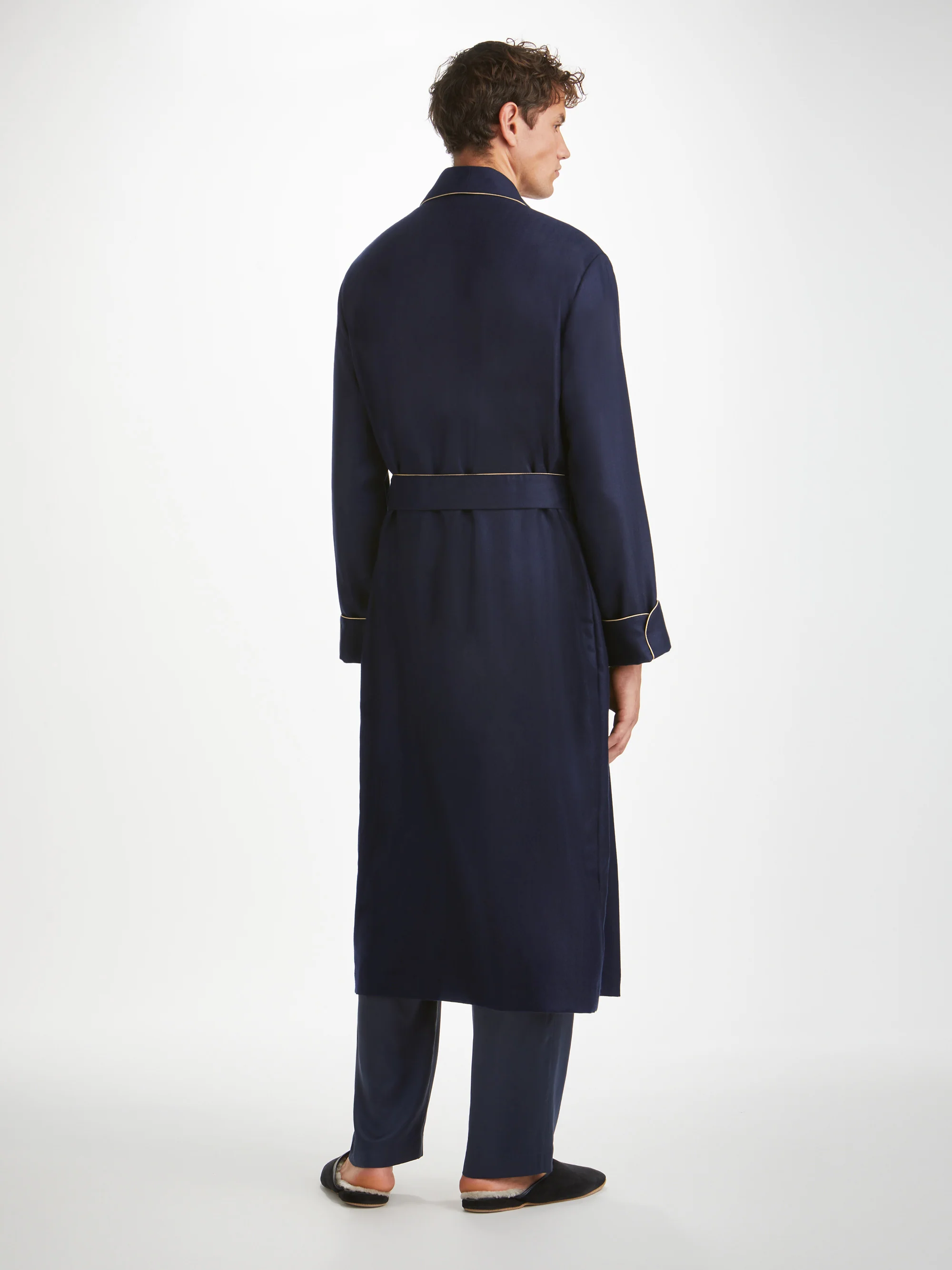 Men's Dressing Gown Duke Cashmere Navy - Image 4