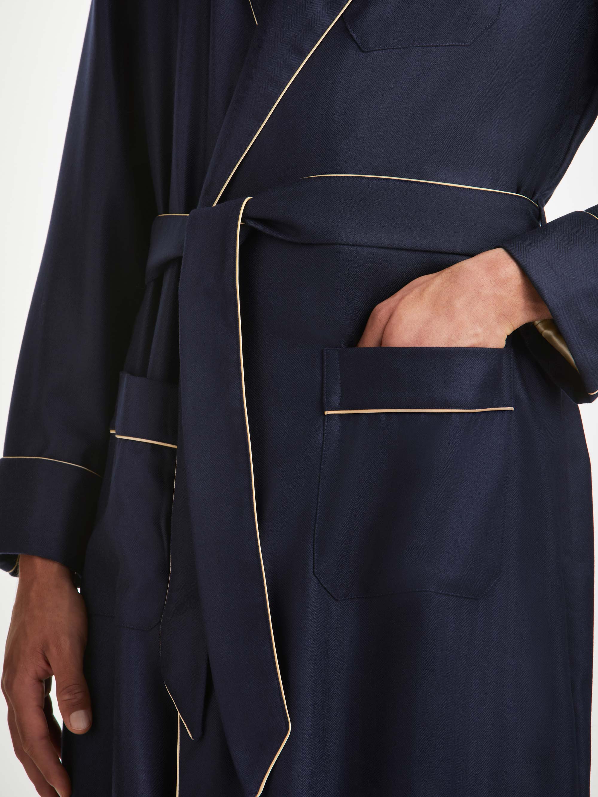Men's Dressing Gown Duke Cashmere Navy - Image 5