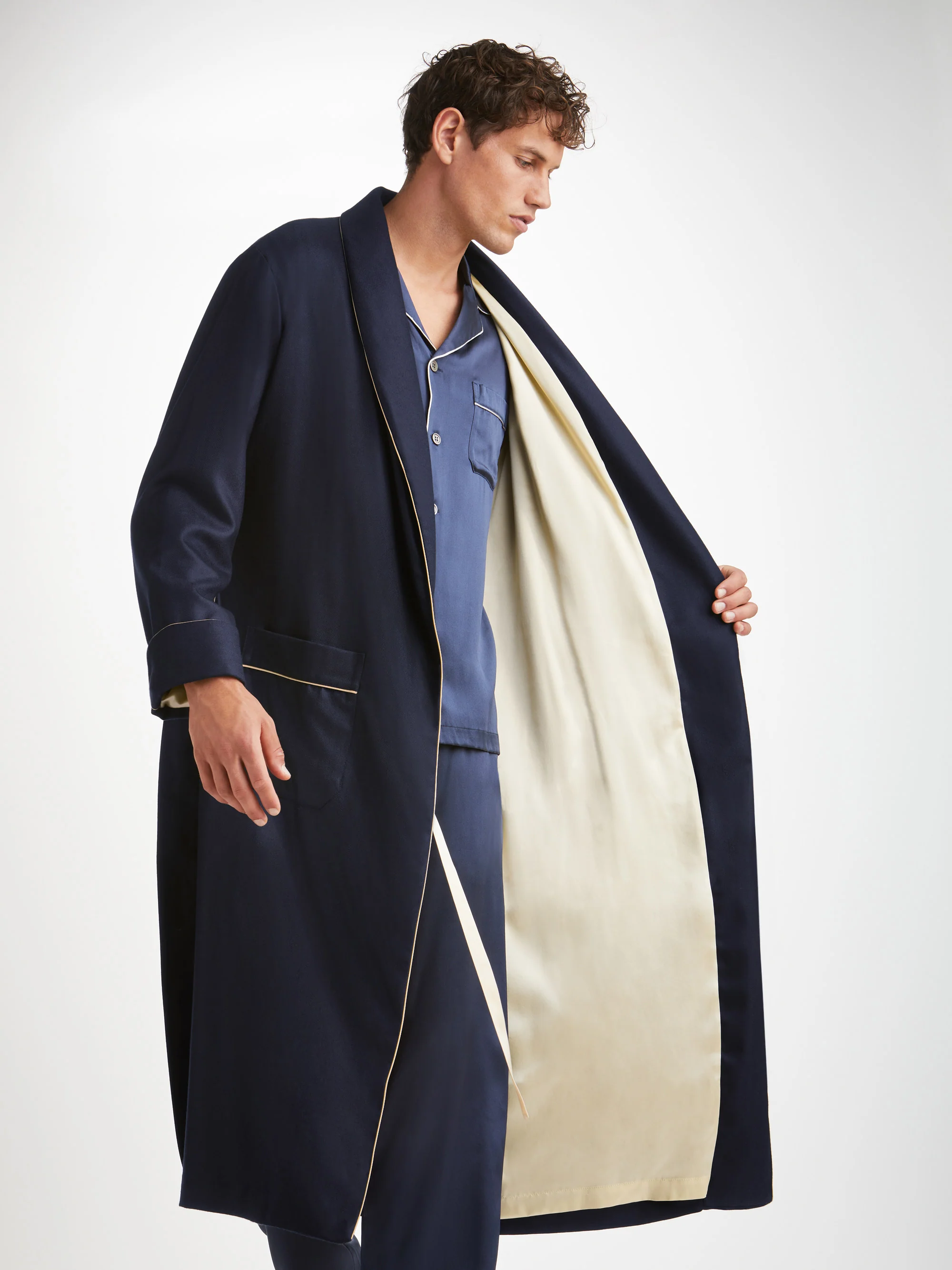 Men's Dressing Gown Duke Cashmere Navy - Image 6