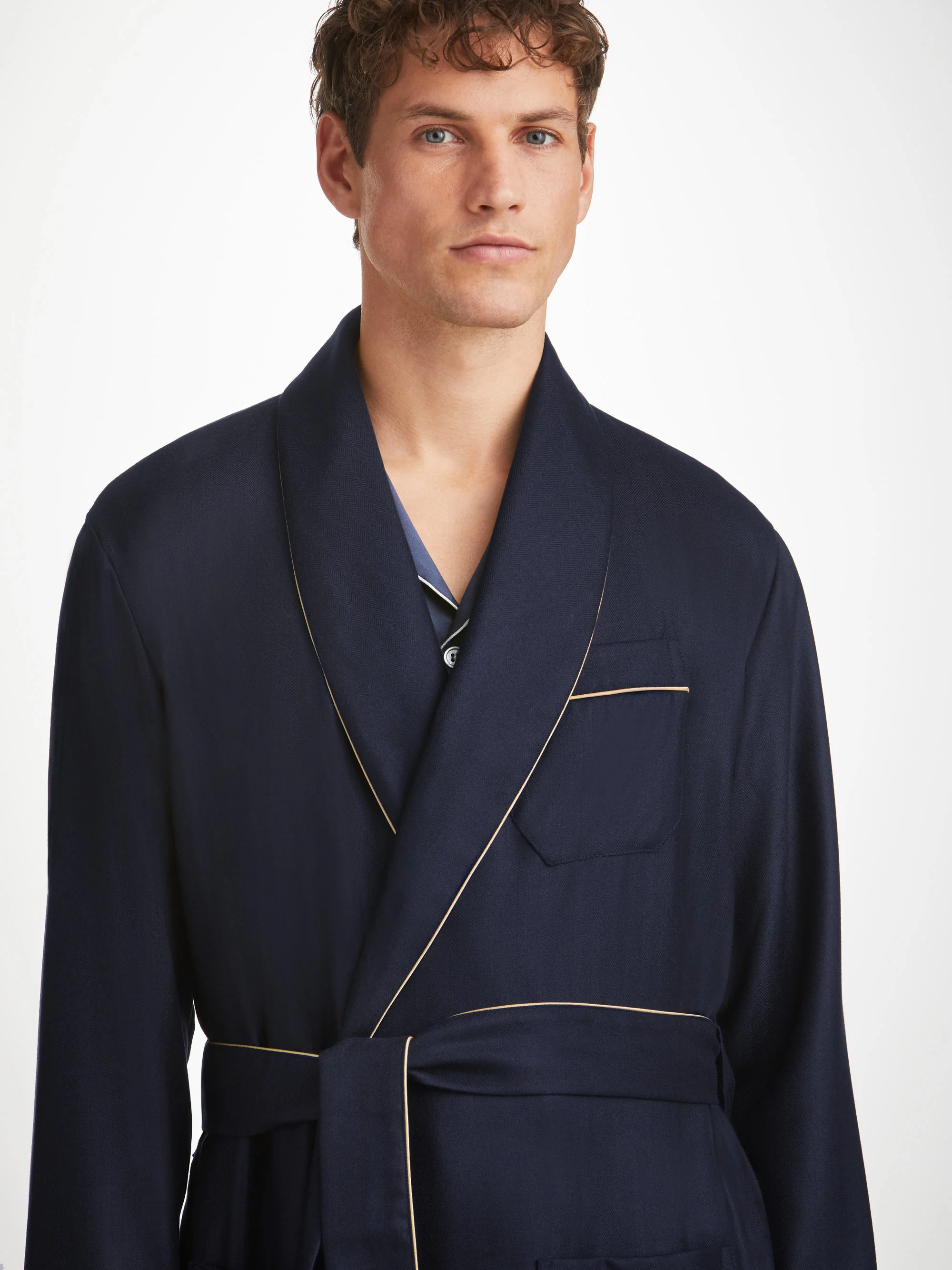 Men's Dressing Gown Duke Cashmere Navy - Image 7