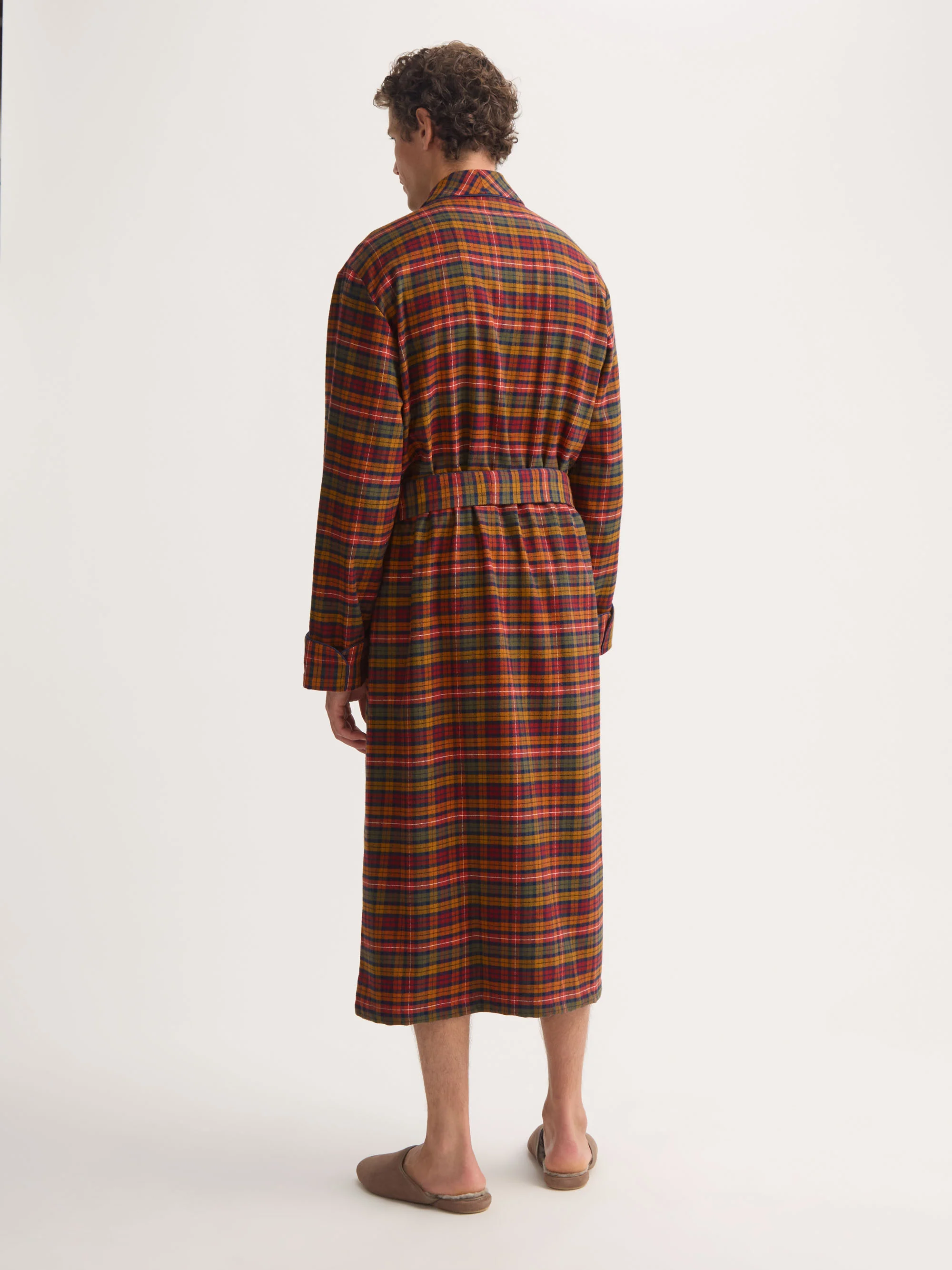 Men's Dressing Gown Kelburn Brushed Cotton Multicolour Check - Image 3