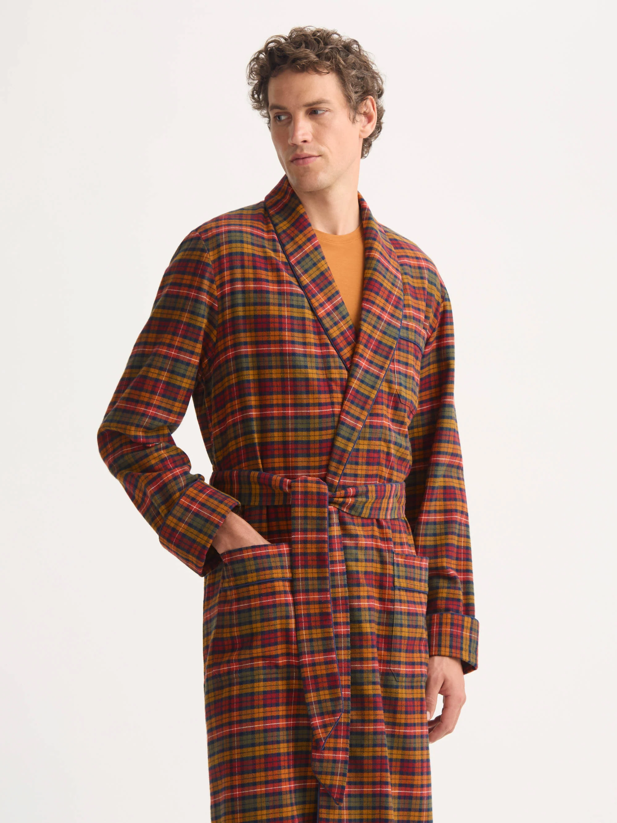 Men's Dressing Gown Kelburn Brushed Cotton Multicolour Check - Image 4