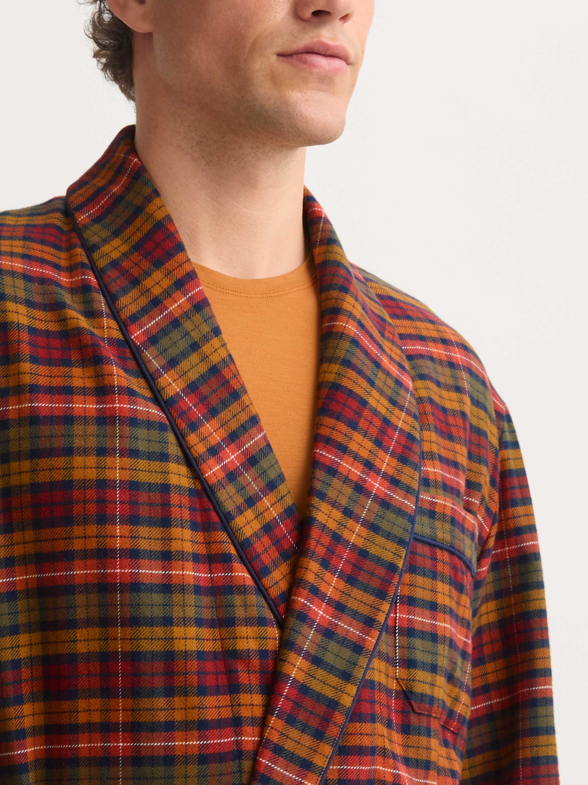 Men's Dressing Gown Kelburn Brushed Cotton Multicolour Check - Image 5