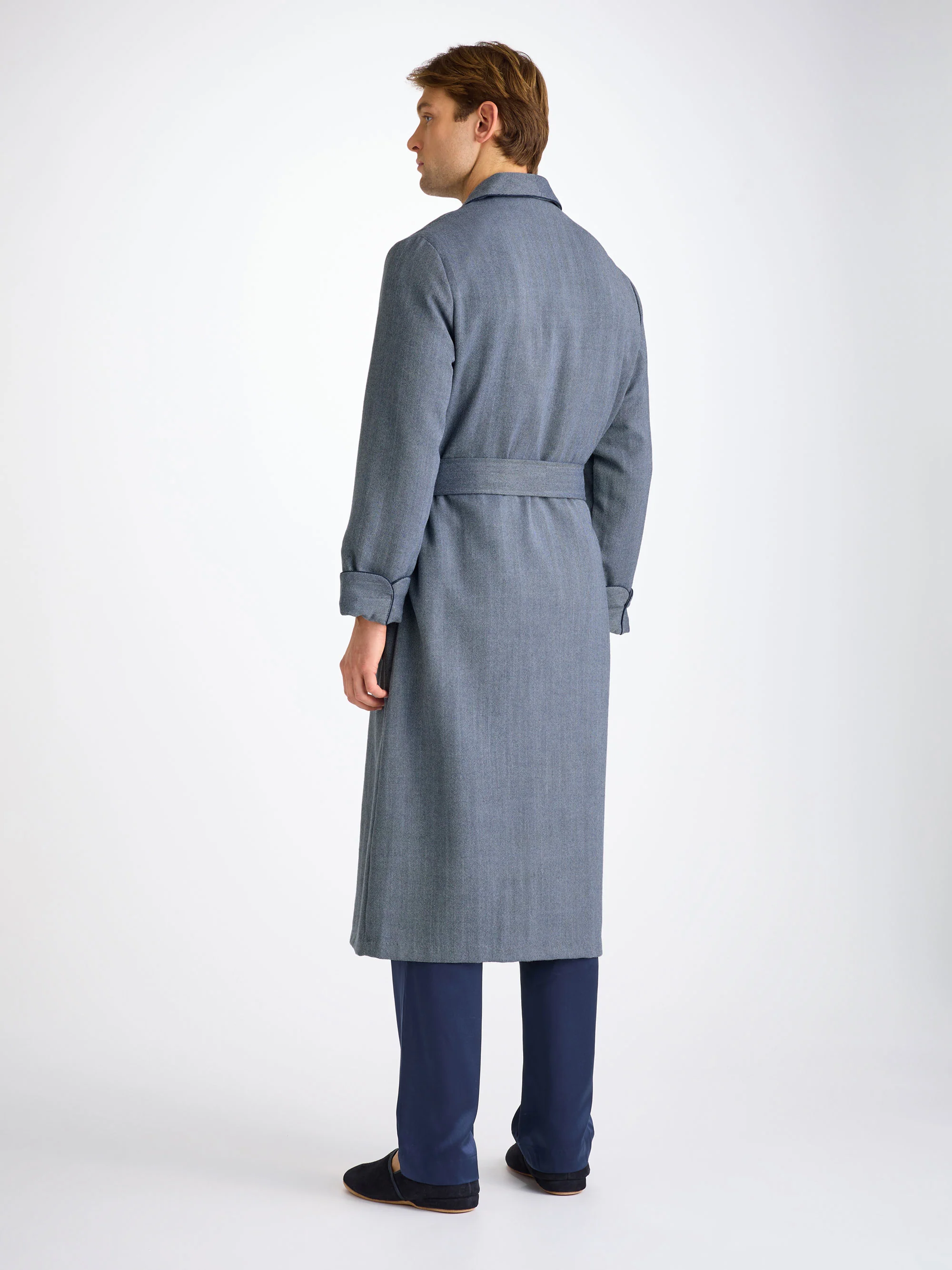 Men's Dressing Gown Lincoln Wool Navy - Image 3