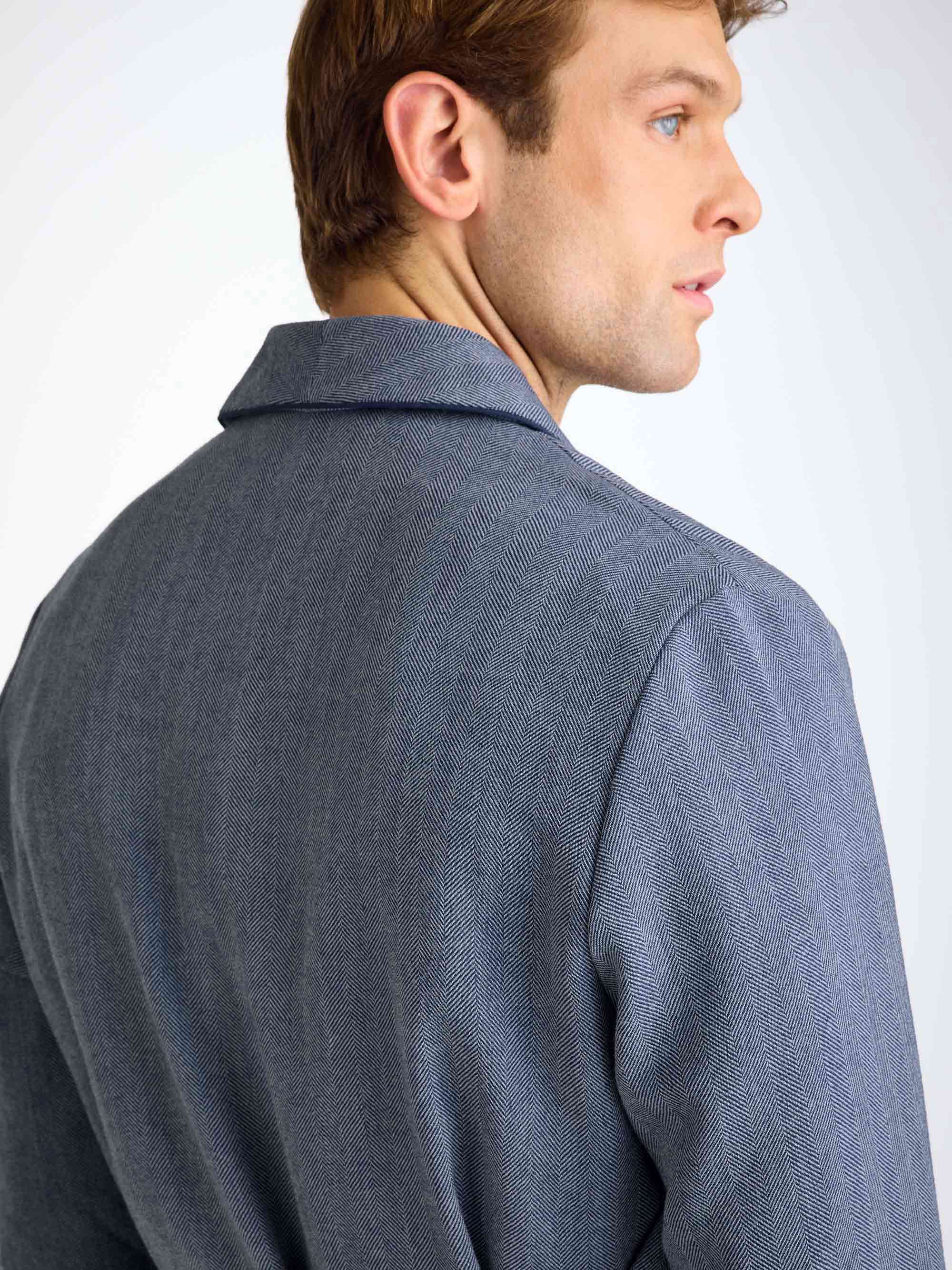 Men's Dressing Gown Lincoln Wool Navy - Image 6