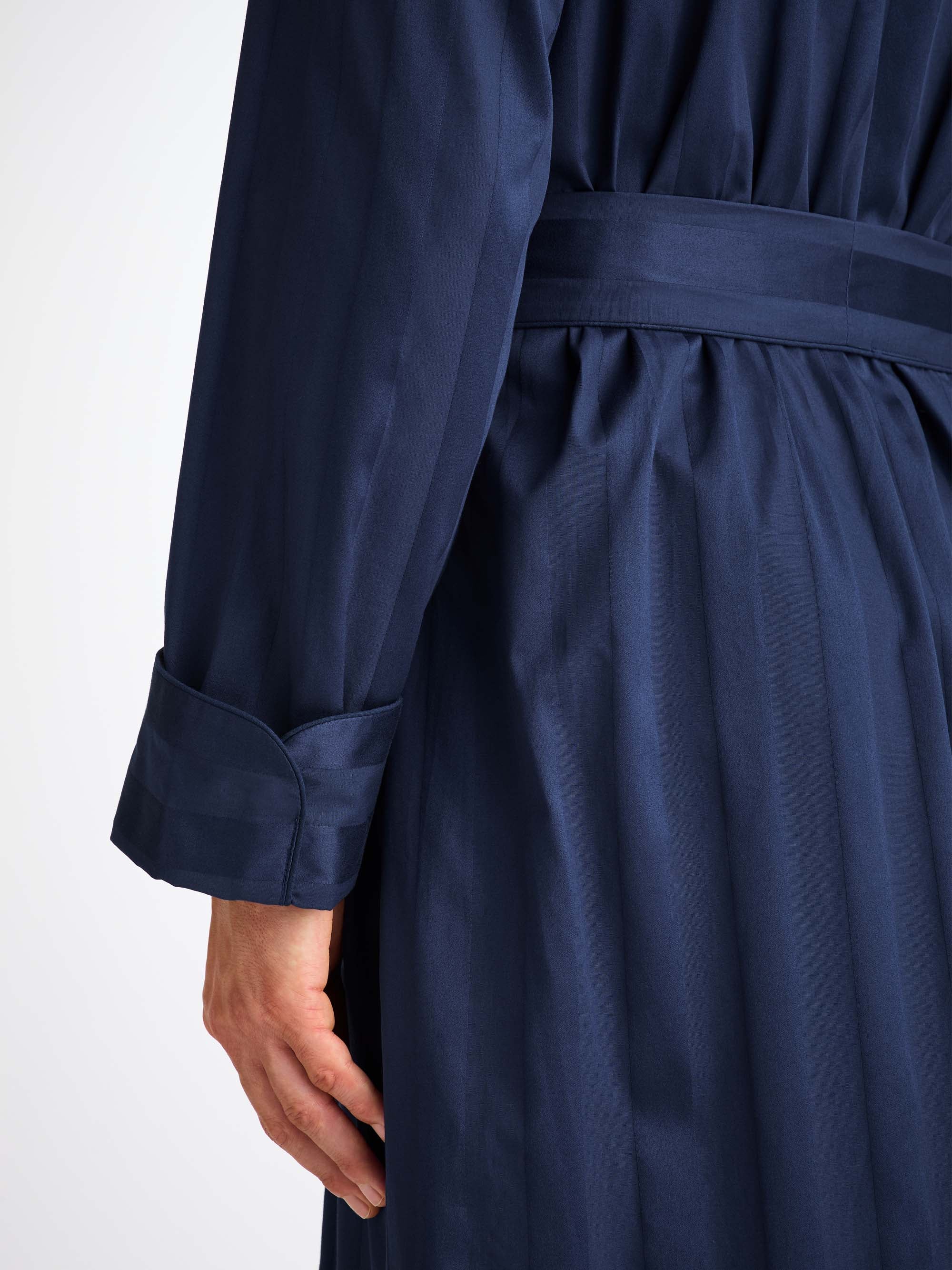 Men's Dressing Gown Lingfield Cotton Navy - Image 6