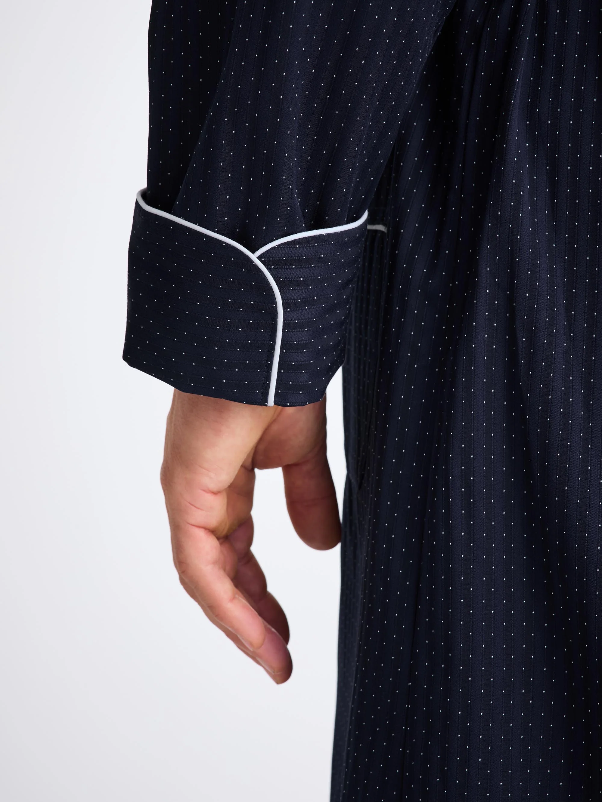 Men's Dressing Gown Royal Cotton Navy Polka Dot - Image 6