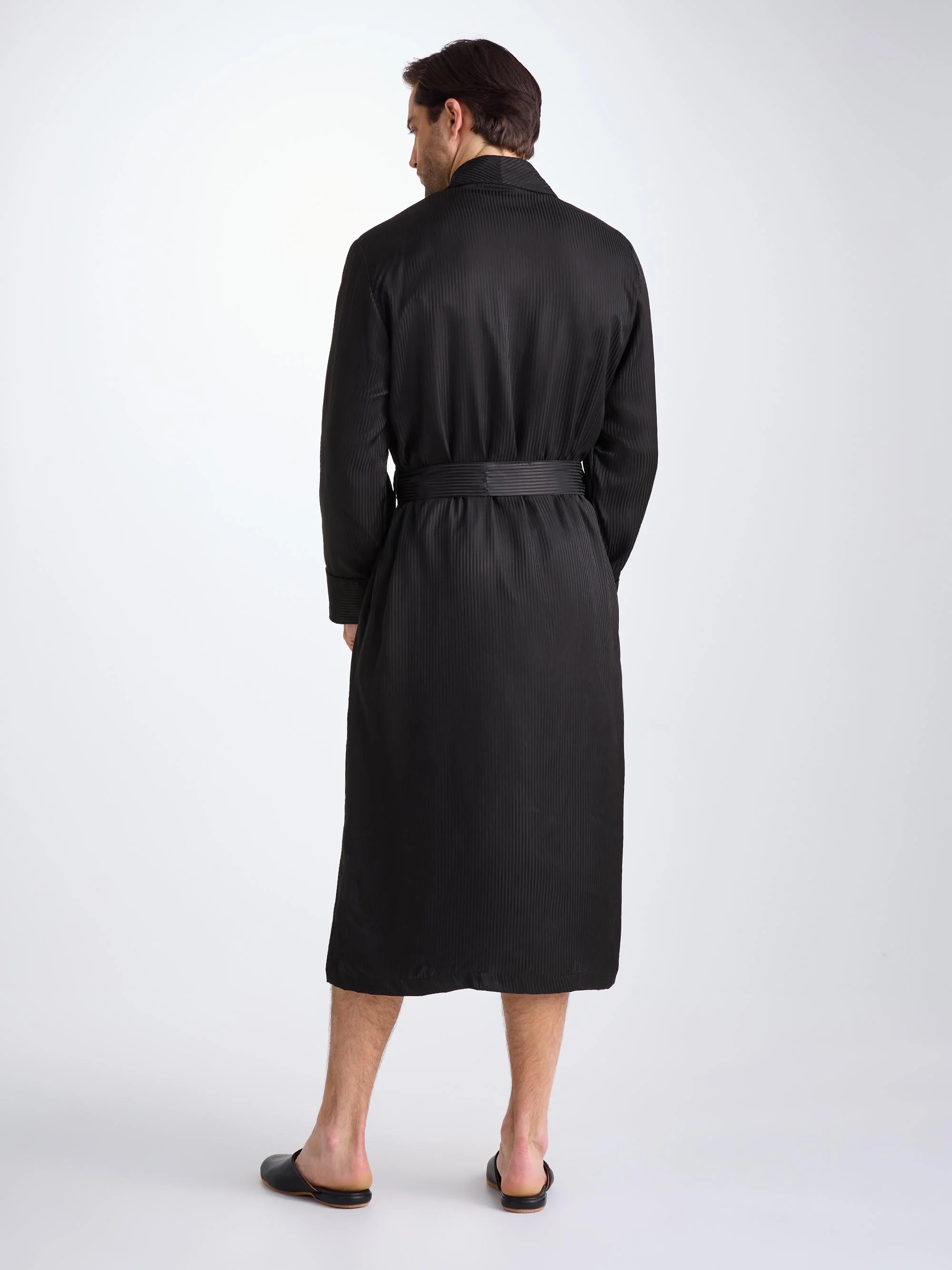 Men's Dressing Gown Woburn 8 Silk Satin Black - Image 4