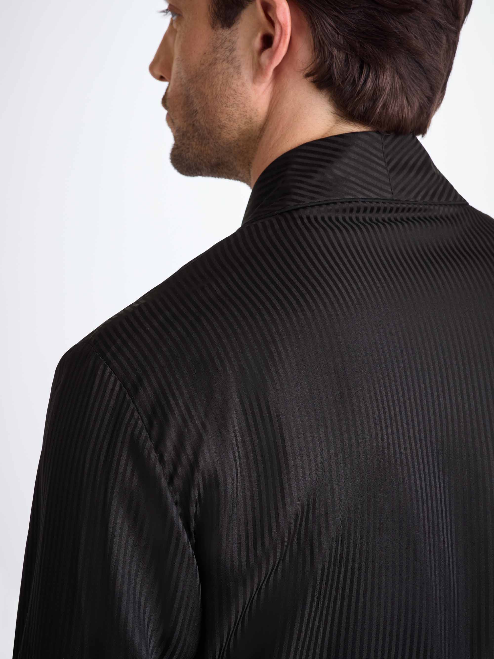 Men's Dressing Gown Woburn 8 Silk Satin Black - Image 5