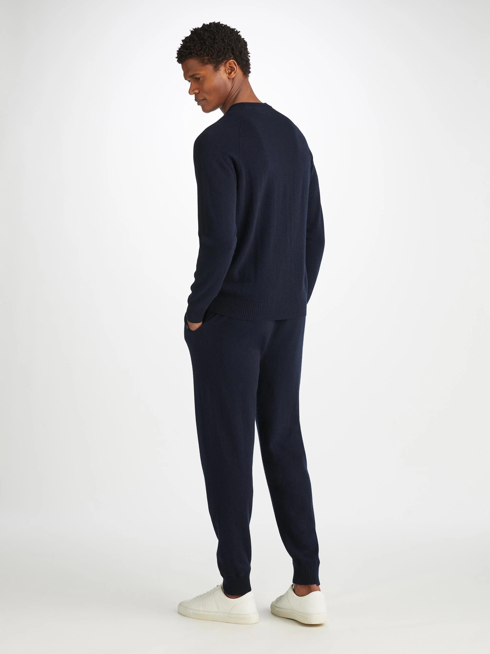 Men's Finley Sweater and Track Pants Cashmere Set Navy - Image 3