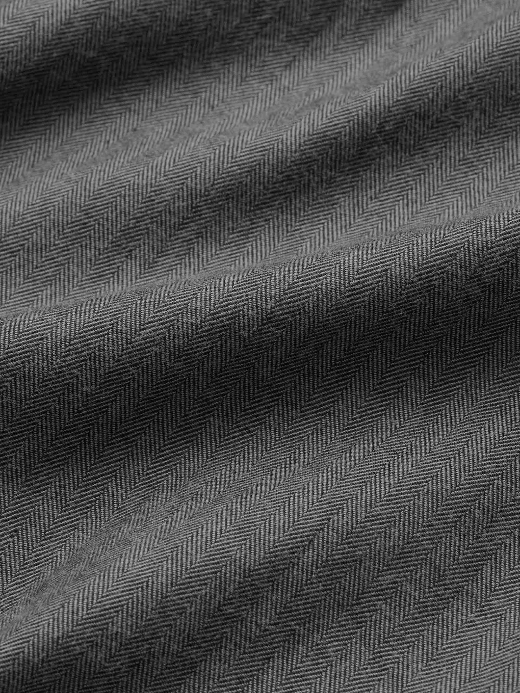 Men's Flannel Overshirt Balmoral Brushed Cotton Charcoal Grey Herringbone - Image 7