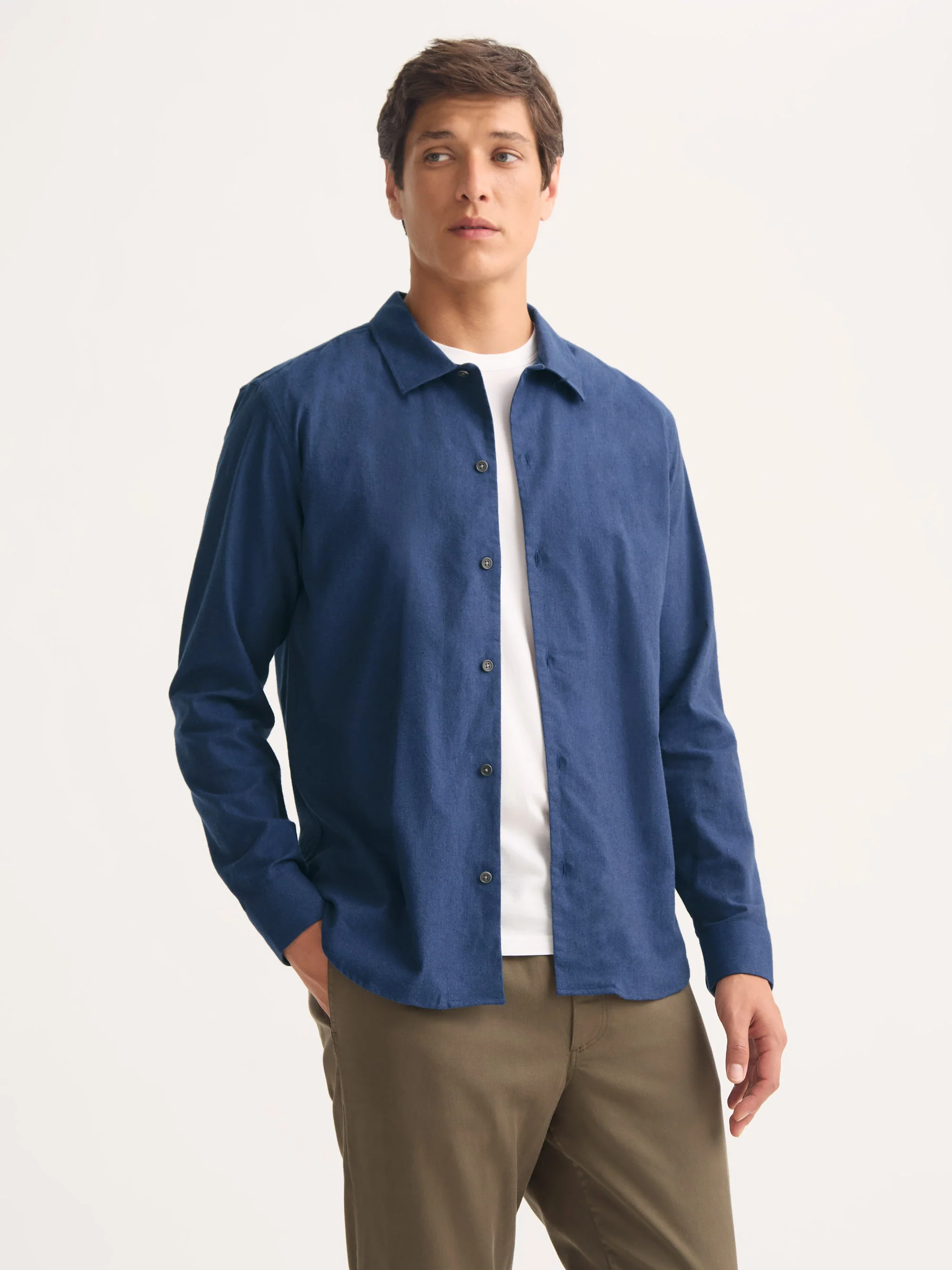 Men's Flannel Overshirt Balmoral Brushed Cotton Navy Blue - Image 4