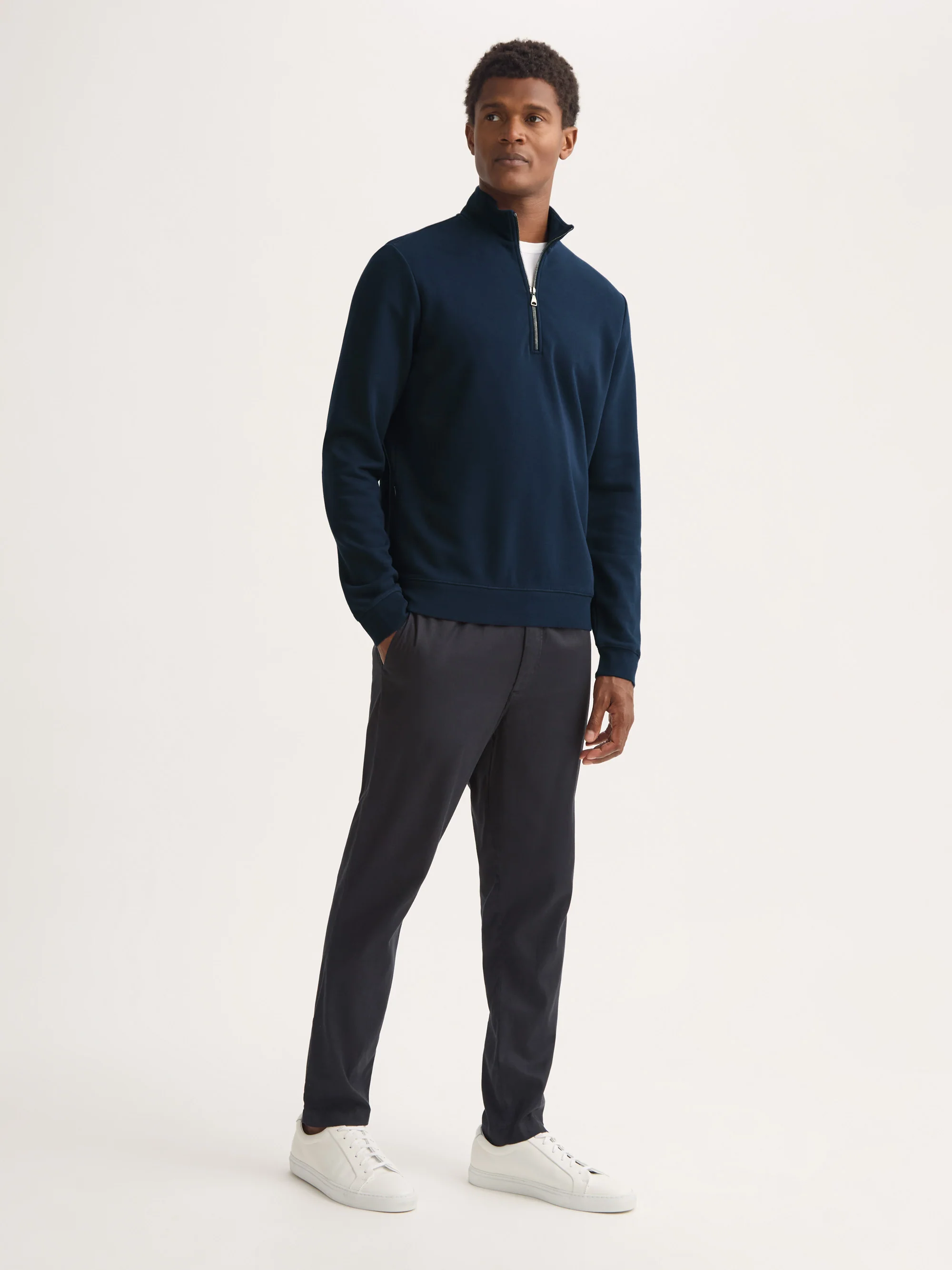 Men's Half-Zip Pullover Quinn Cotton Modal Navy - Image 3