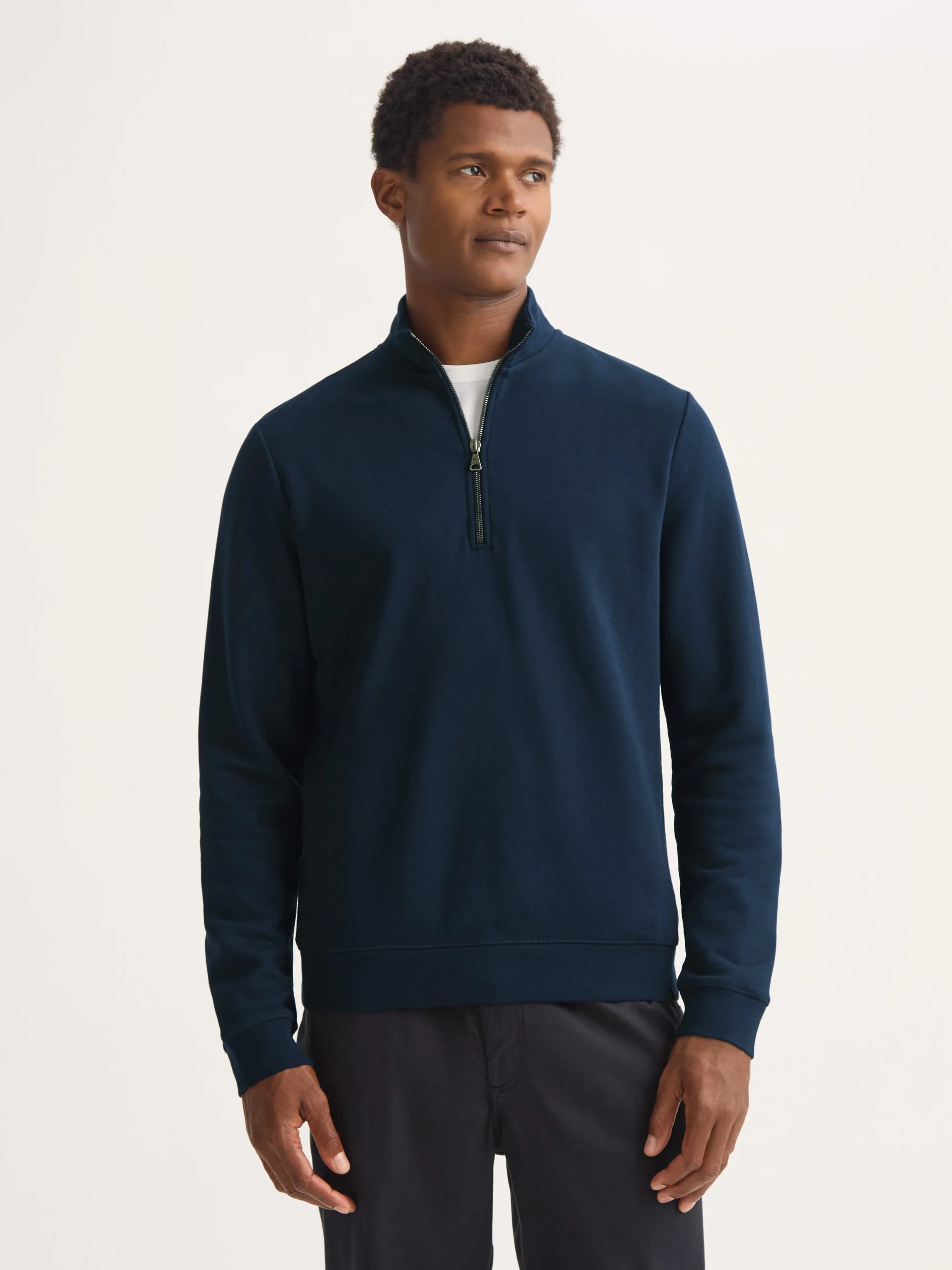 Men's Half-Zip Pullover Quinn Cotton Modal Navy - Image 8
