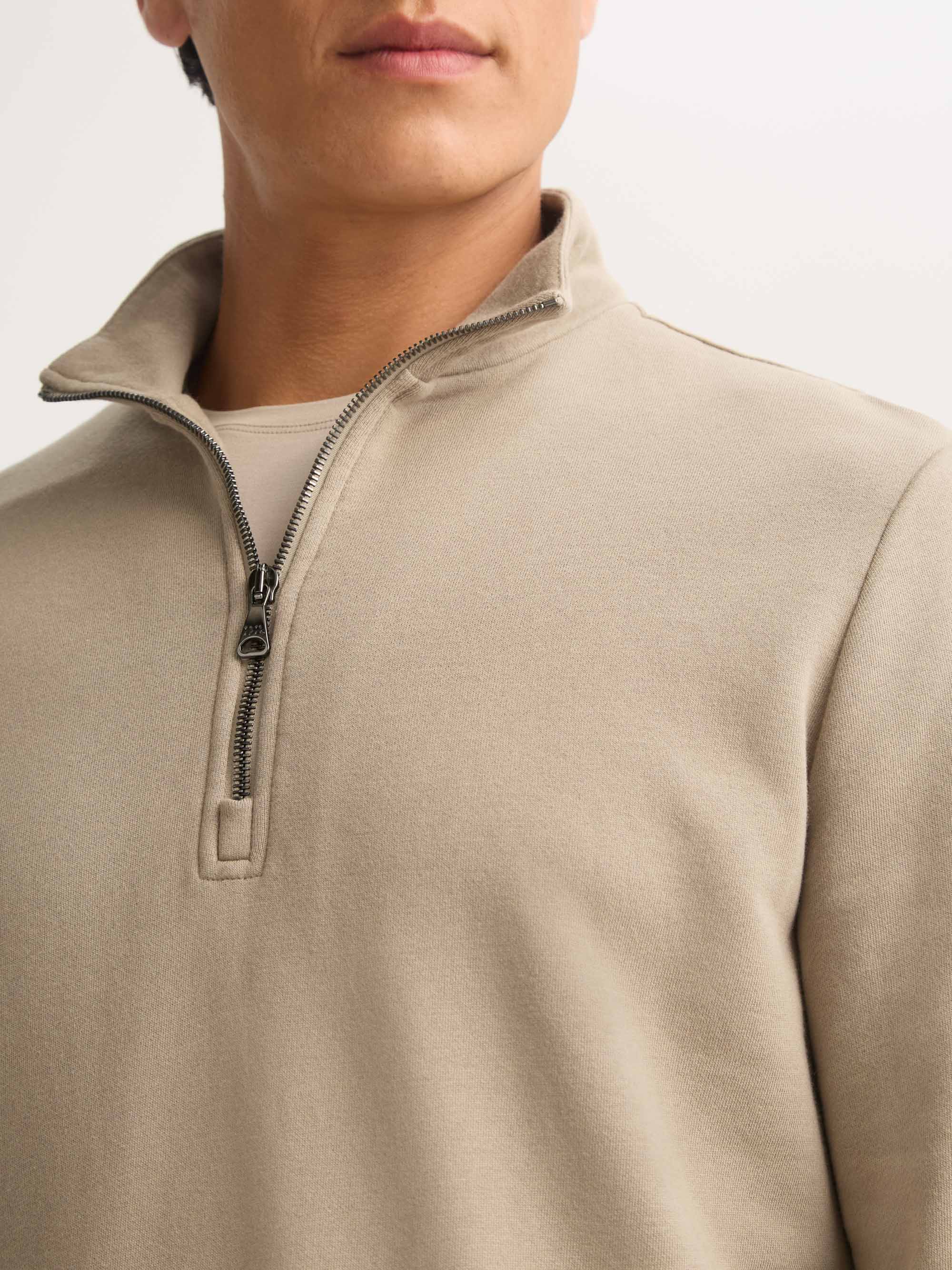 Men's Half-Zip Pullover Quinn Cotton Modal Taupe - Image 5