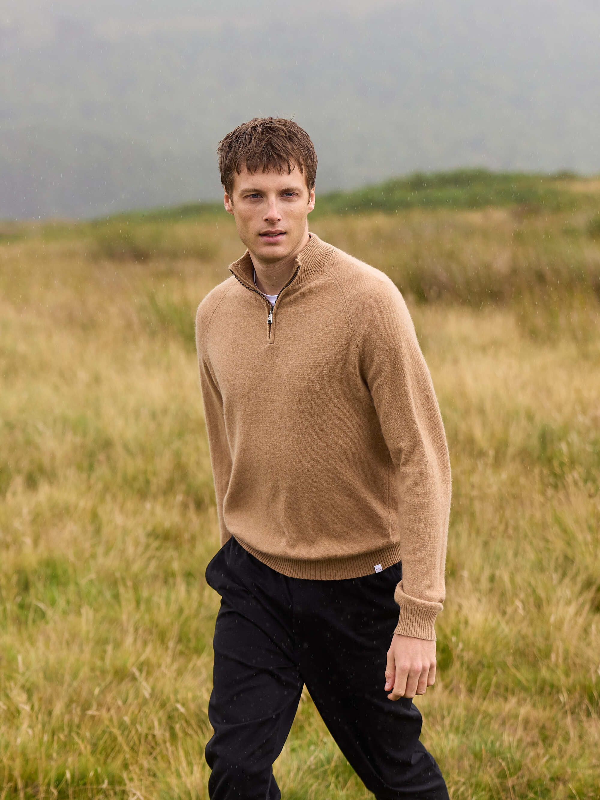 Men's Half-Zip Sweater Finley Cashmere Camel - Image 3