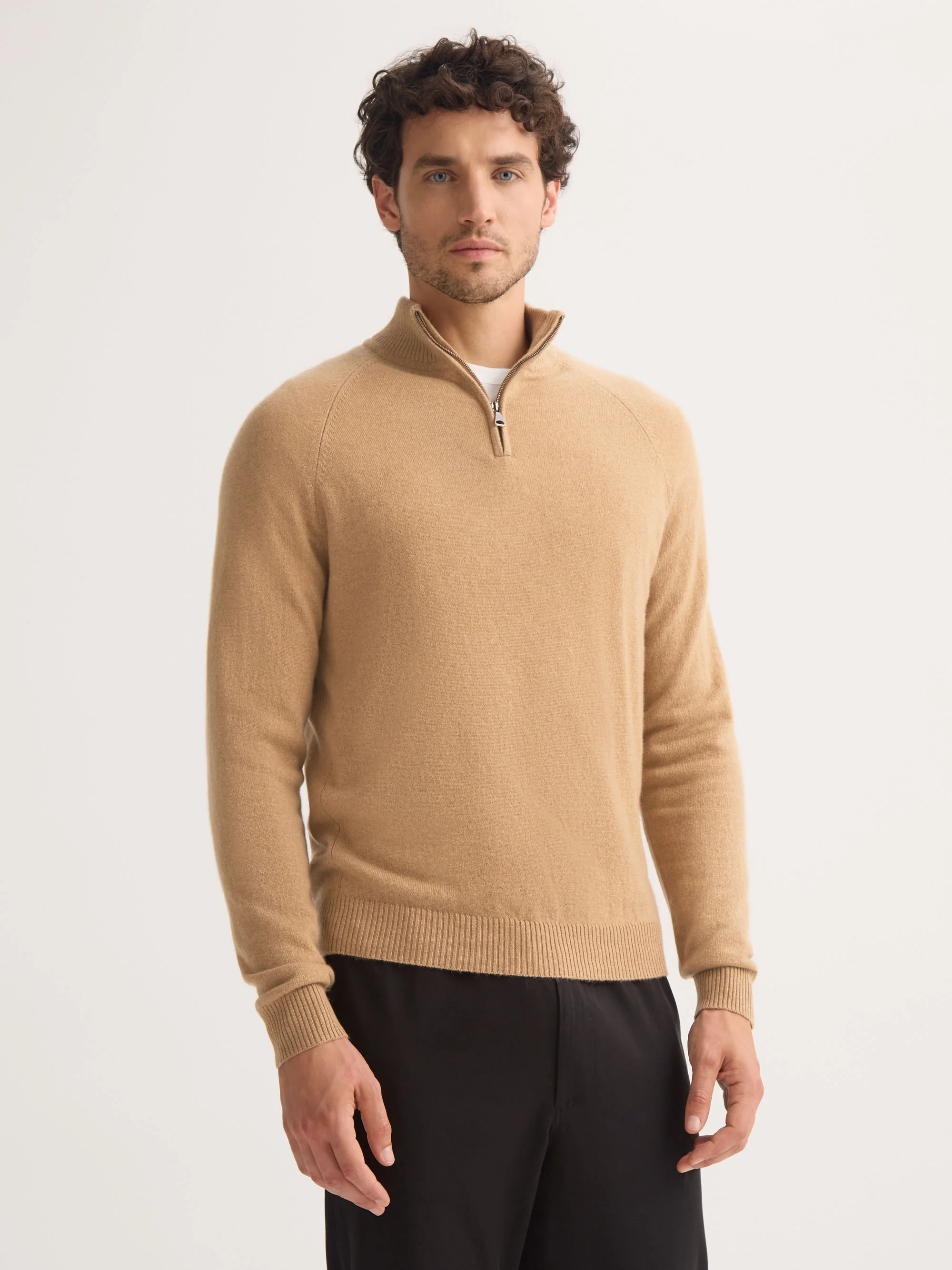 Men's Half-Zip Sweater Finley Cashmere Camel - Image 5