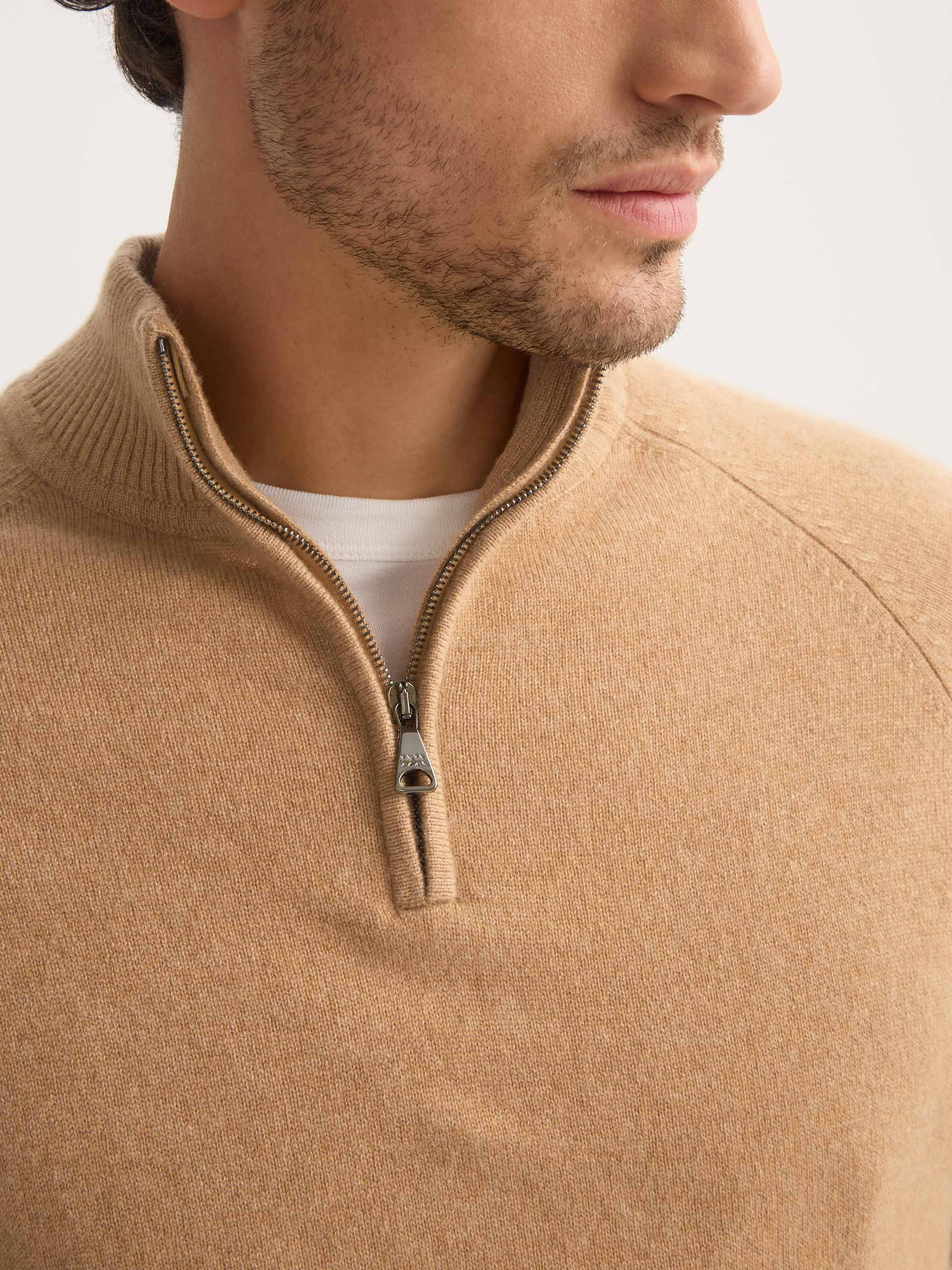 Men's Half-Zip Sweater Finley Cashmere Camel - Image 6