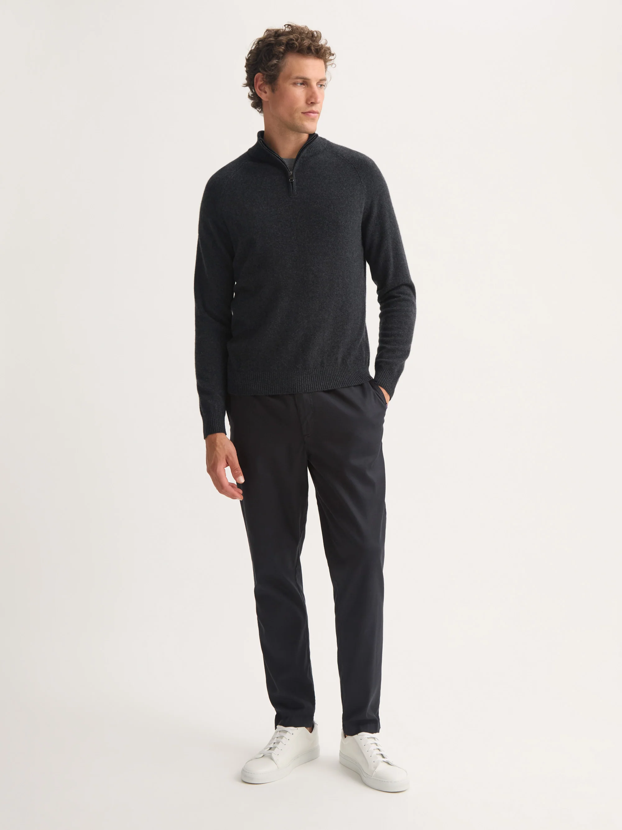 Men's Half-Zip Sweater Finley Cashmere Charcoal - Image 2