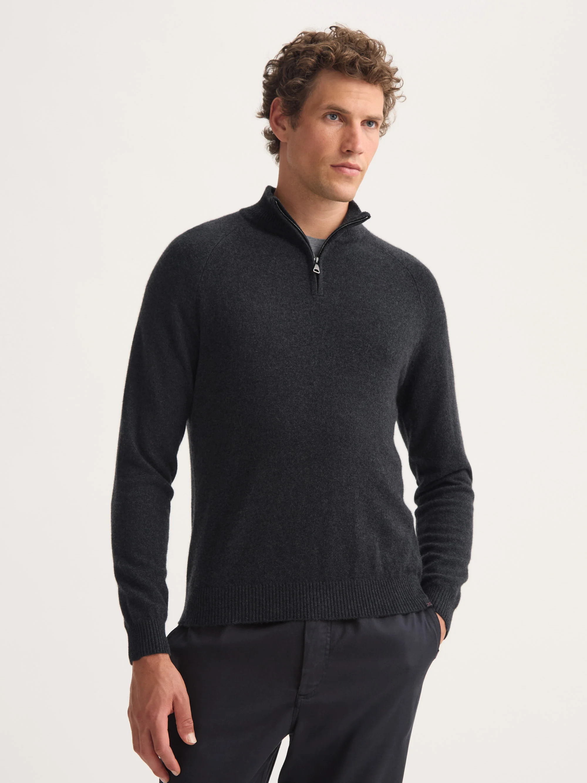 Men's Half-Zip Sweater Finley Cashmere Charcoal - Image 5