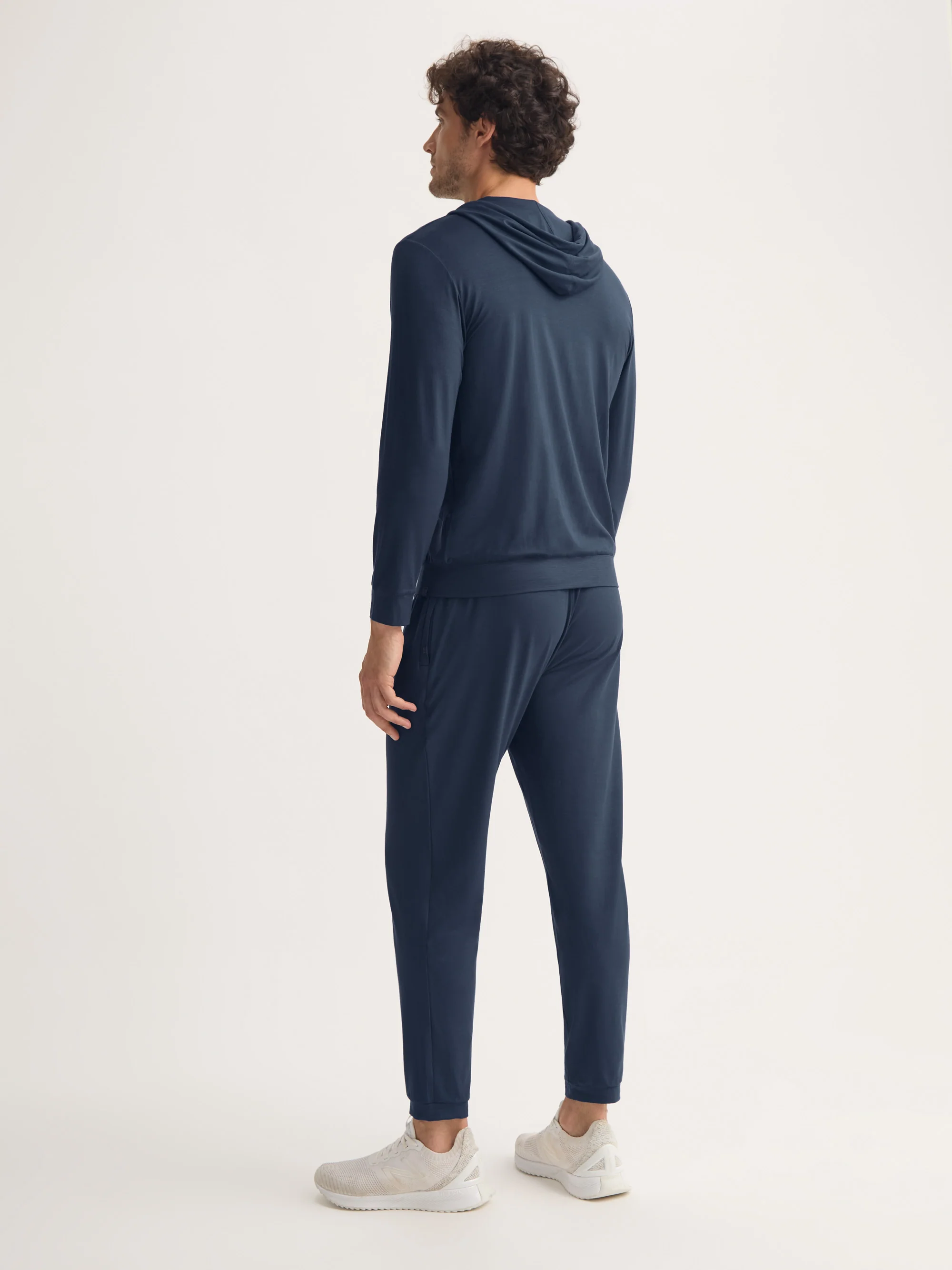 Men's Zip Up Hoodie Basel Micro Modal Stretch Navy - Image 3