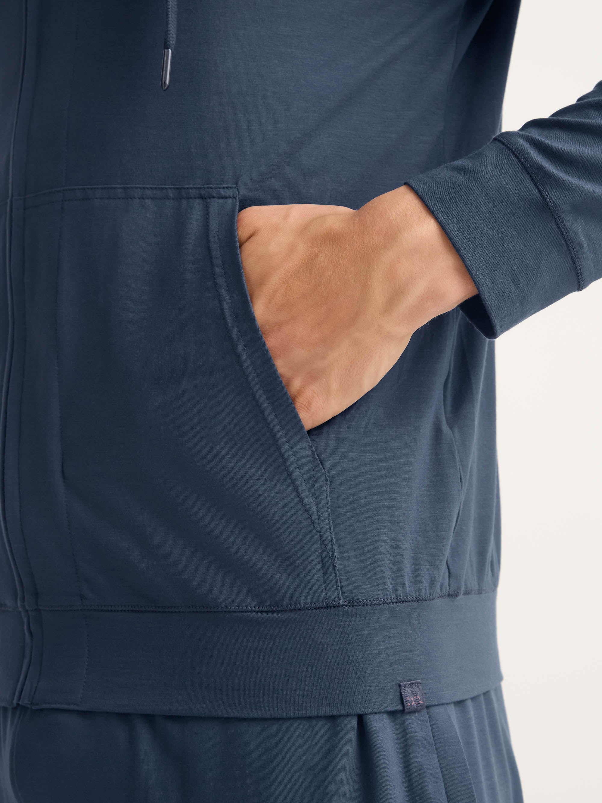 Men's Zip Up Hoodie Basel Micro Modal Stretch Navy - Image 5