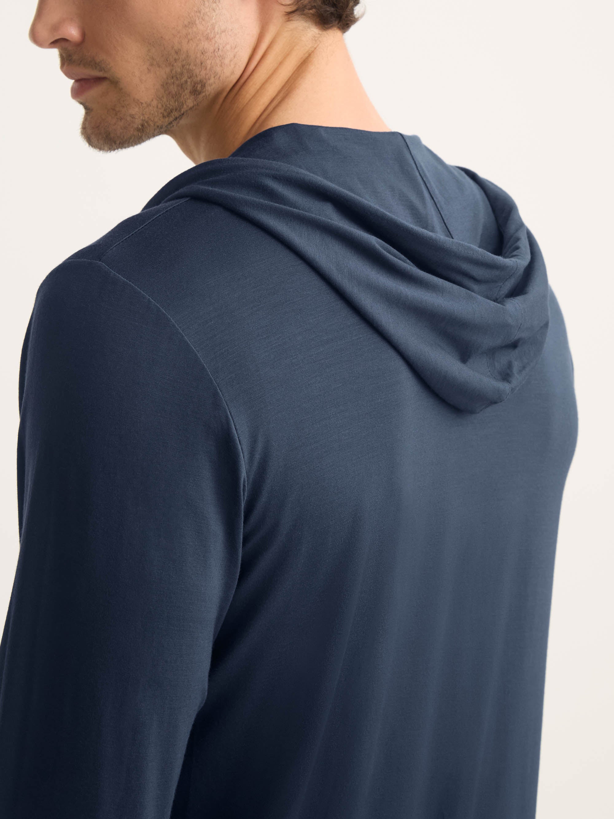 Men's Zip Up Hoodie Basel Micro Modal Stretch Navy - Image 6