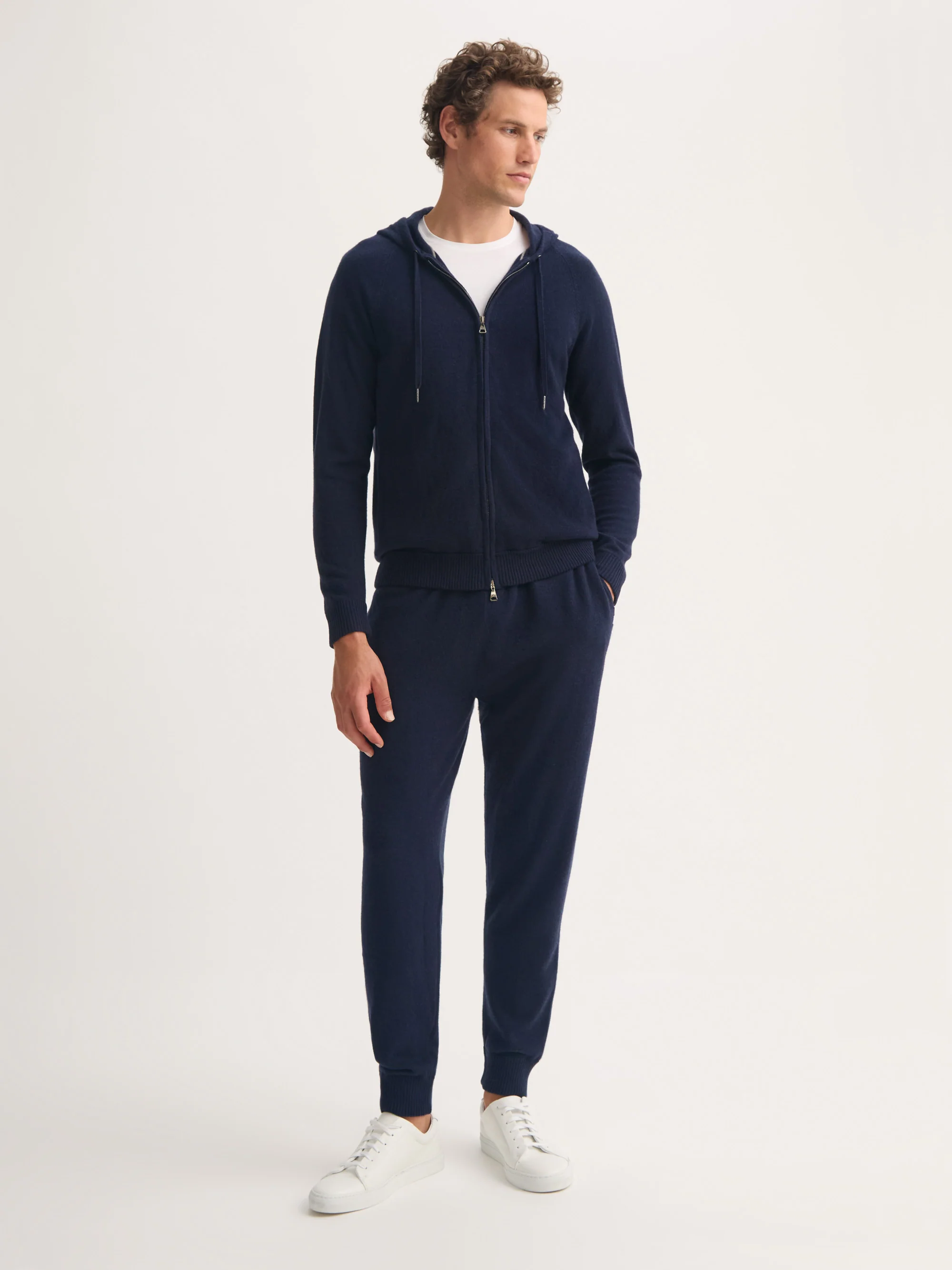 Men's Zip Up Hoodie Finley Cashmere Navy - Image 3
