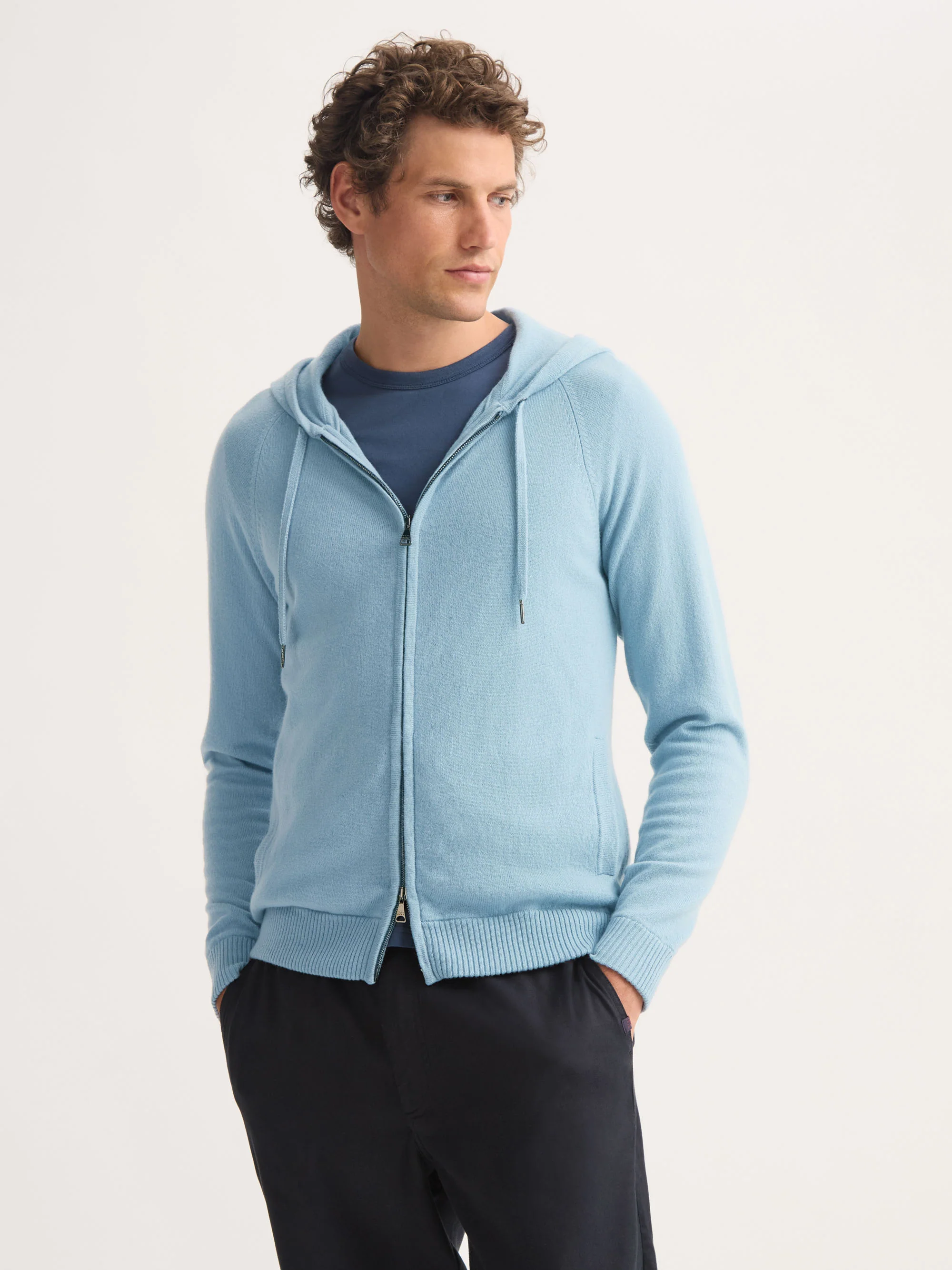 Men's Zip Up Hoodie Finley Cashmere Stone Blue - Image 4