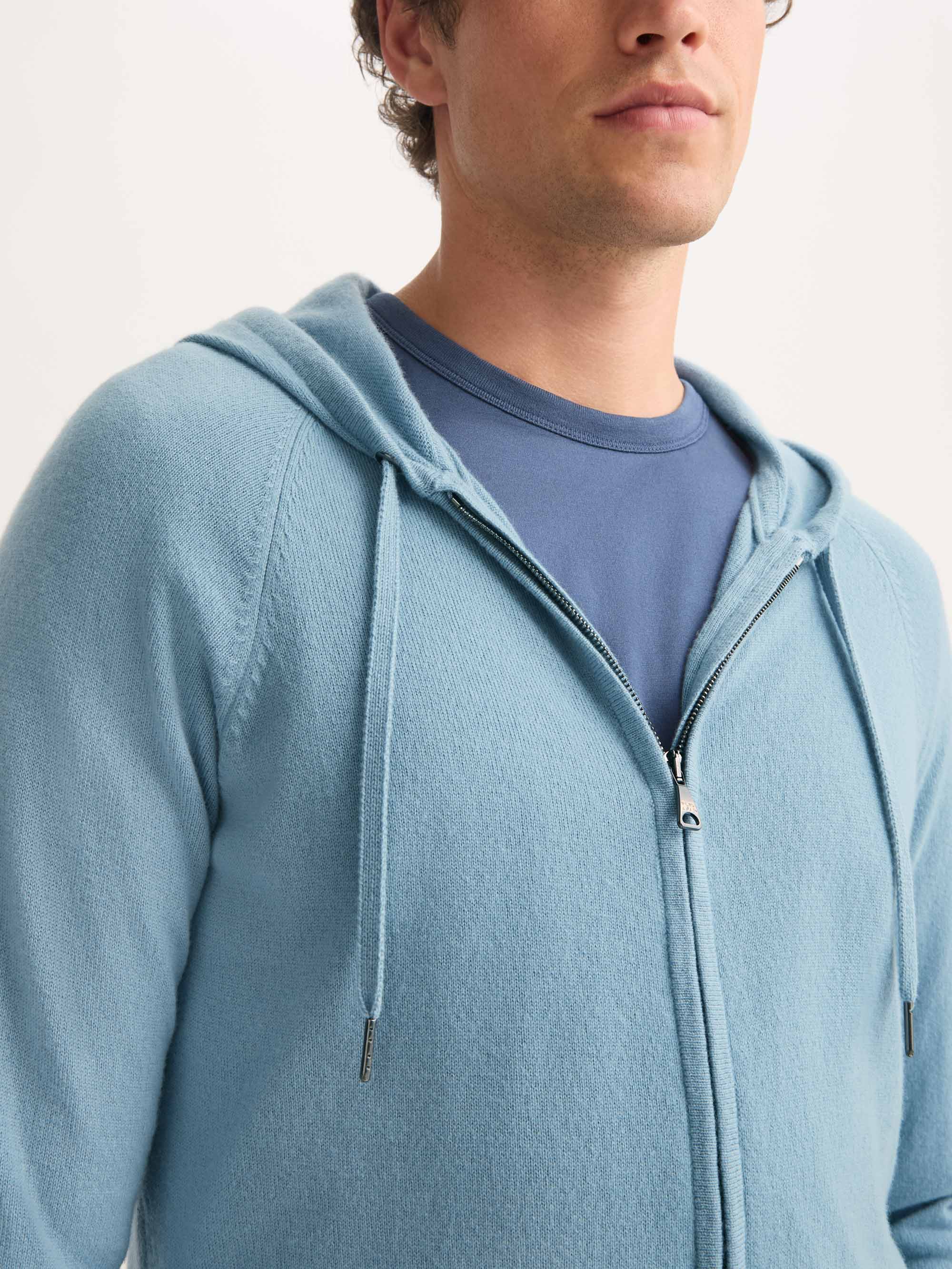 Men's Zip Up Hoodie Finley Cashmere Stone Blue - Image 5