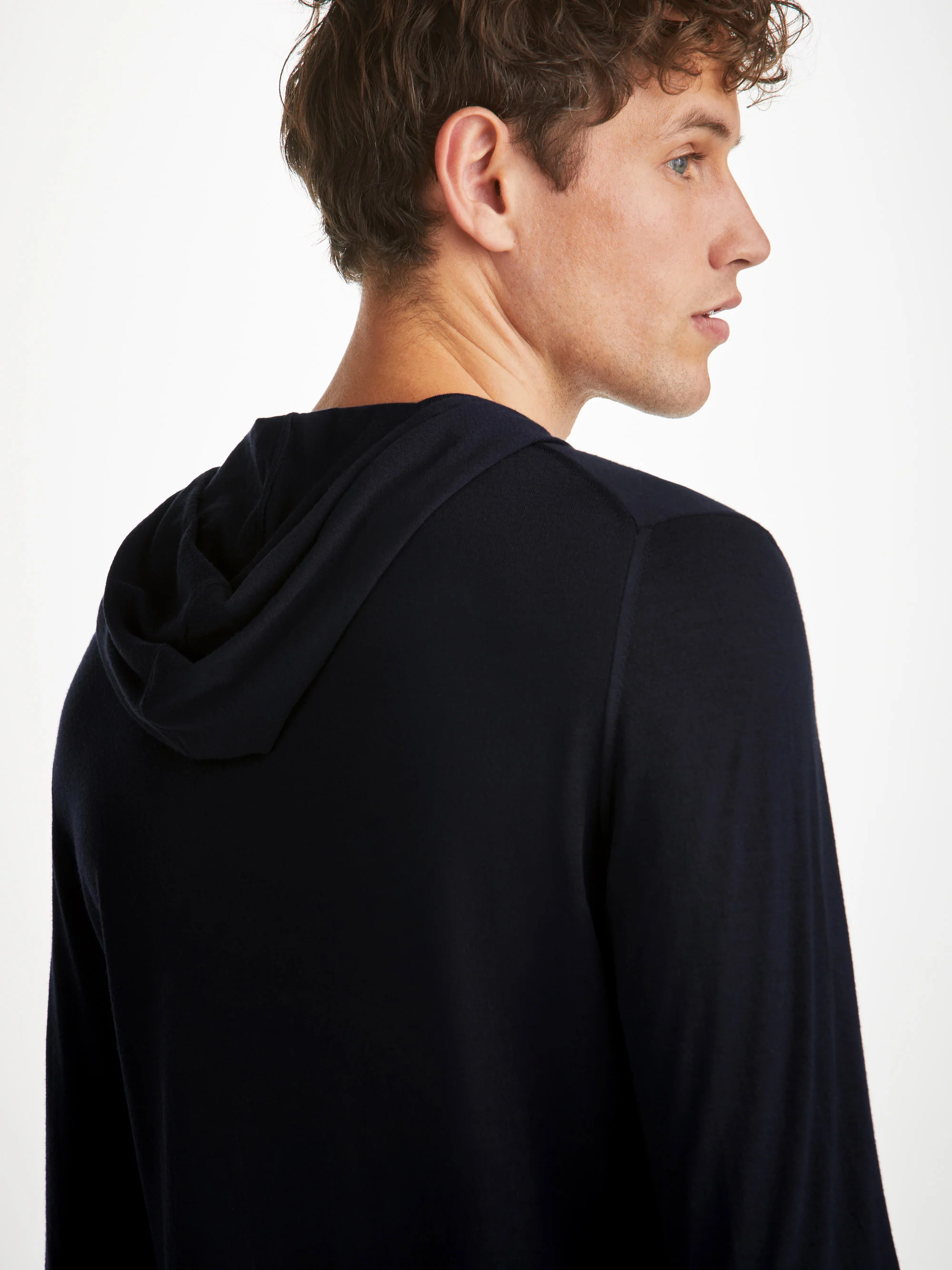 Men's Pullover Hoodie Orson Merino Wool Navy - Image 6
