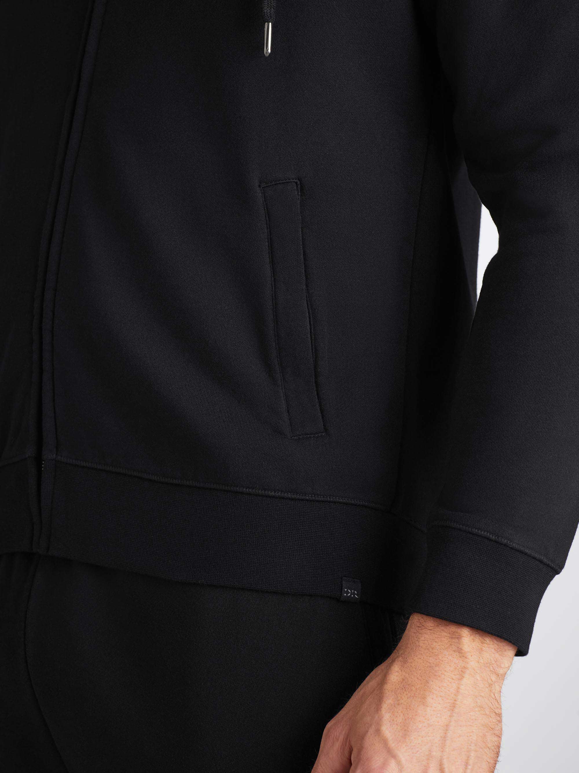 Men's Zip Up Hoodie Quinn Cotton Modal Black - Image 6