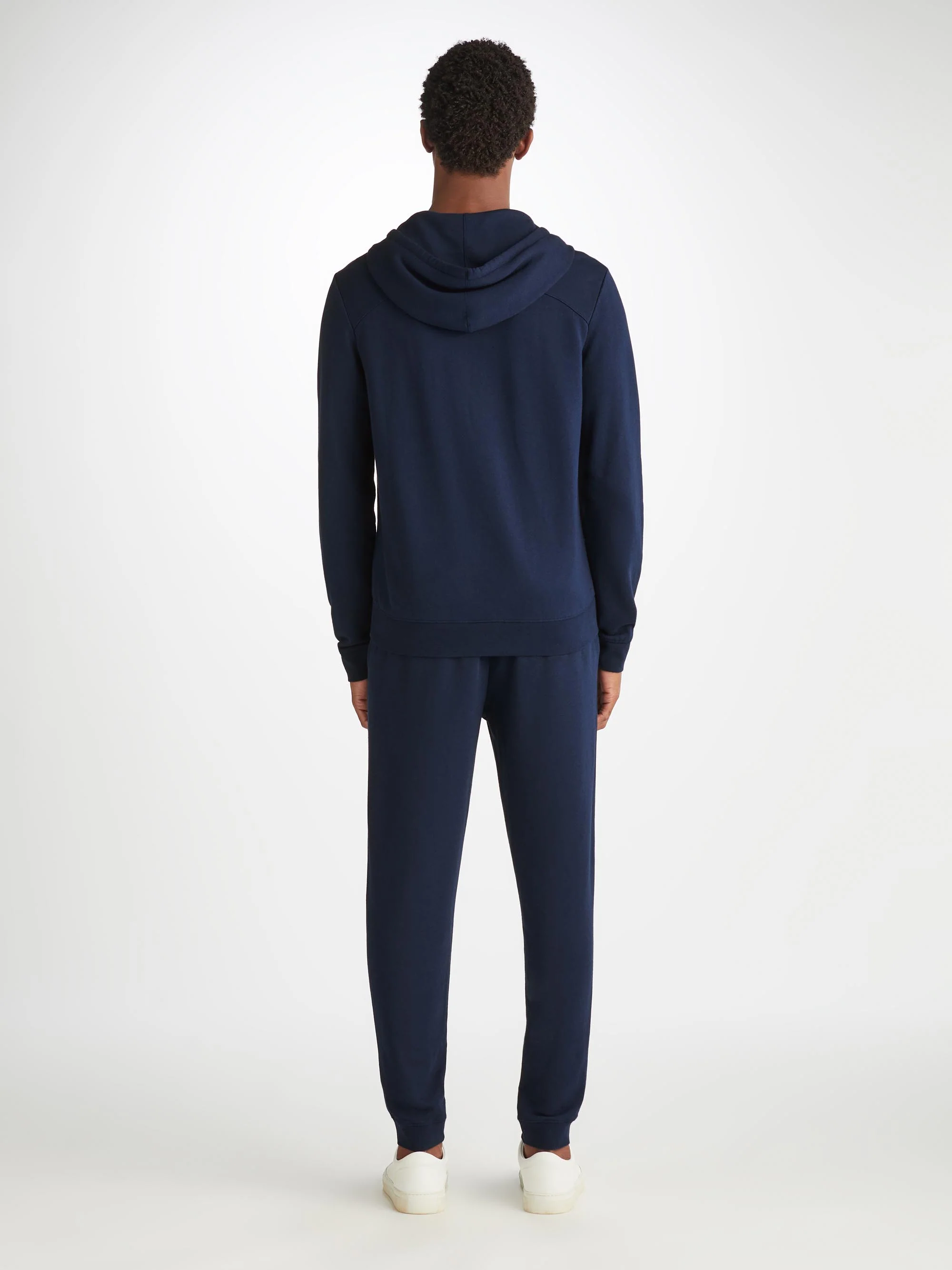 Men's Zip Up Hoodie Quinn Cotton Modal Navy - Image 3