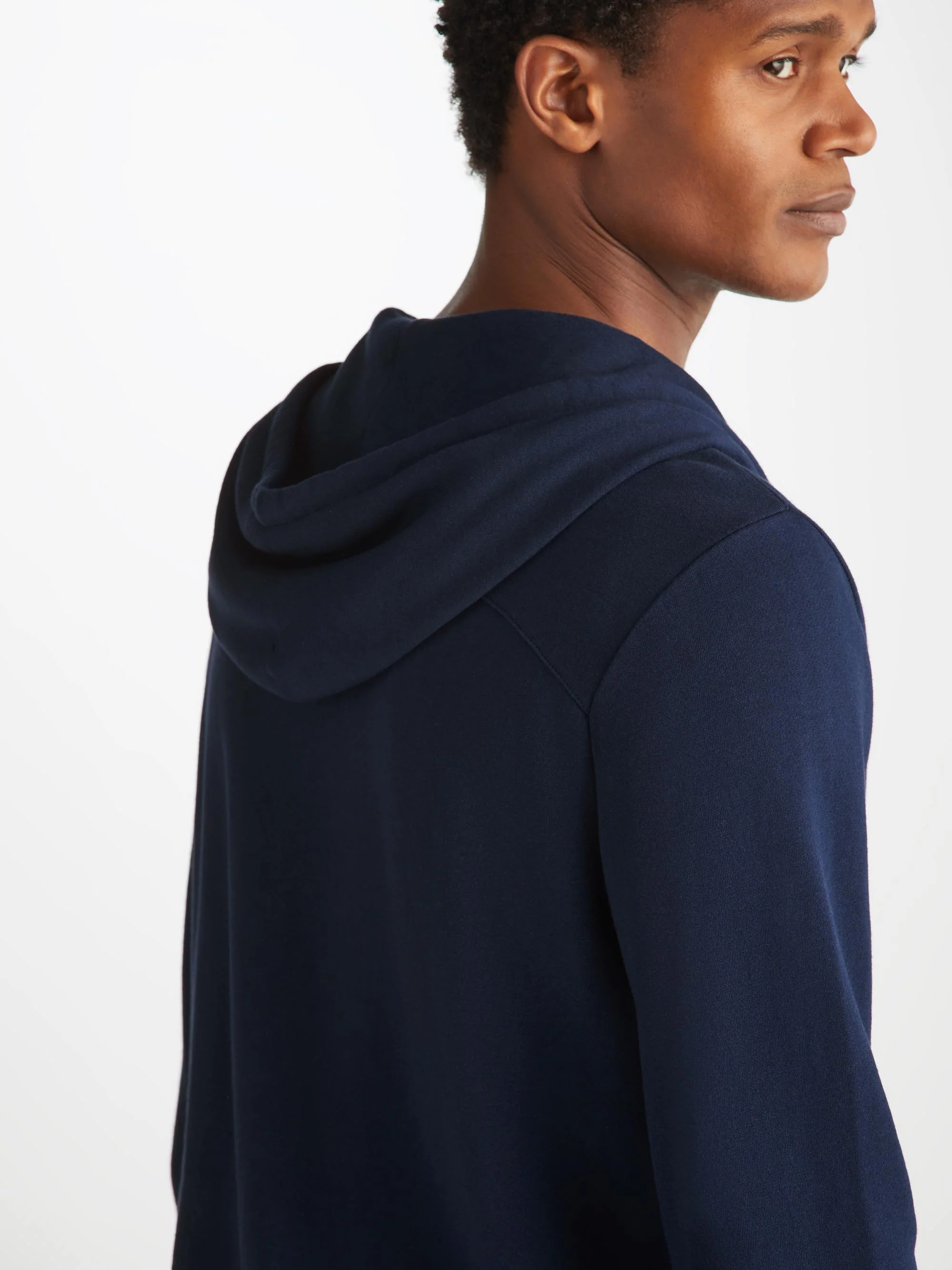 Men's Zip Up Hoodie Quinn Cotton Modal Navy - Image 4
